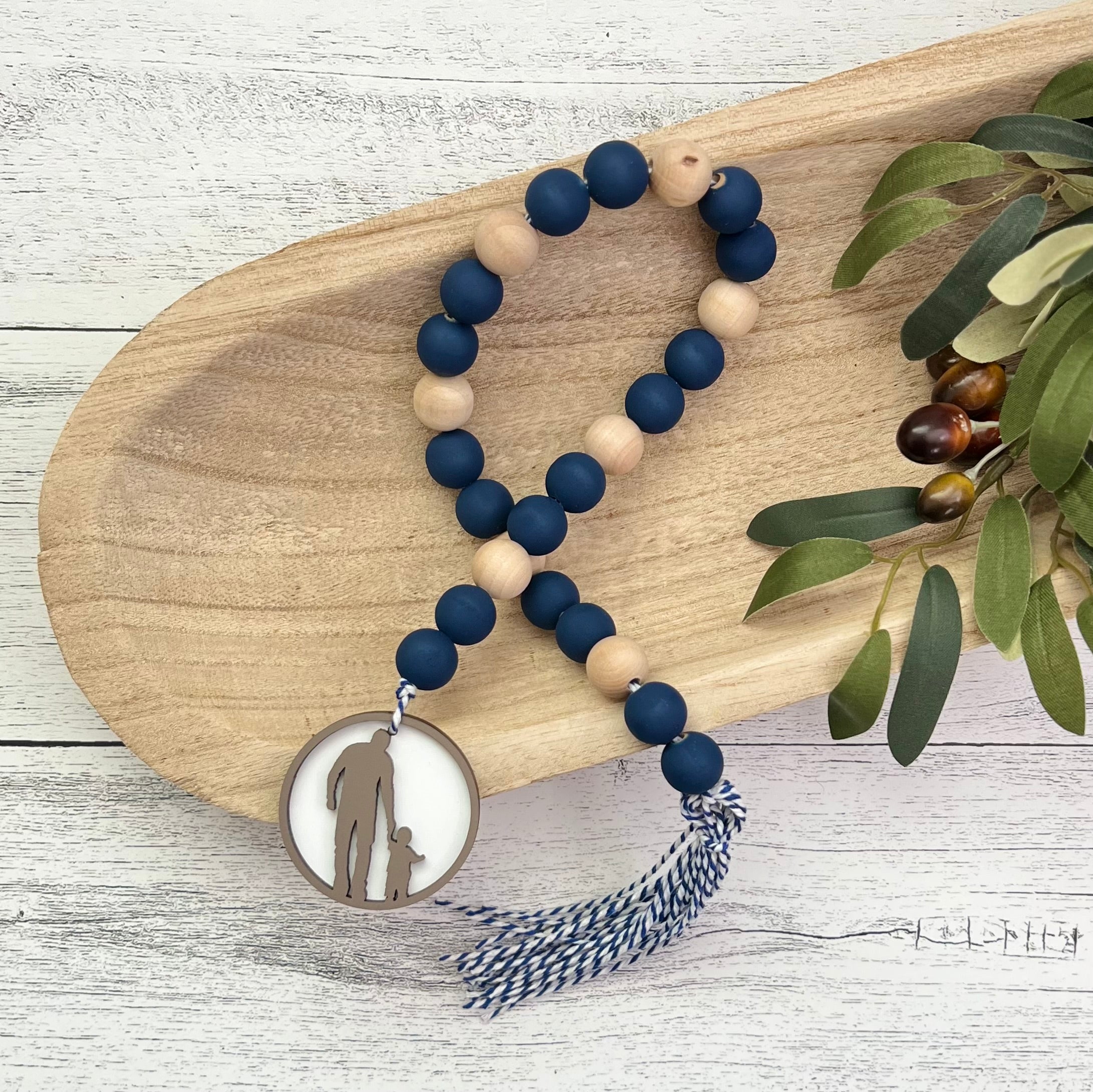 Father's Day Themed Wooden Bead Garland