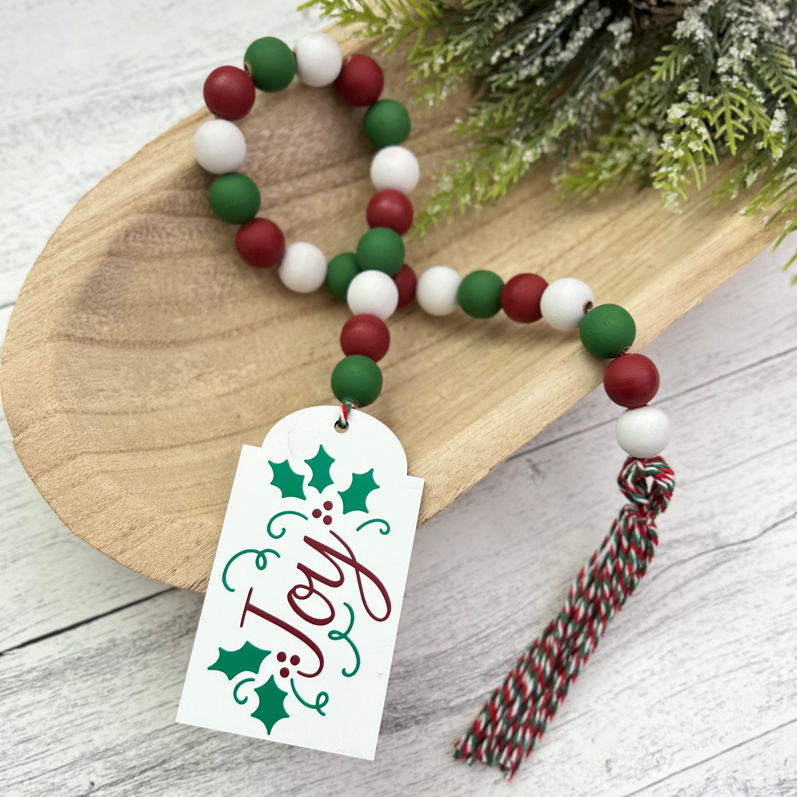 Classic Christmas Themed Wooden Bead Garland