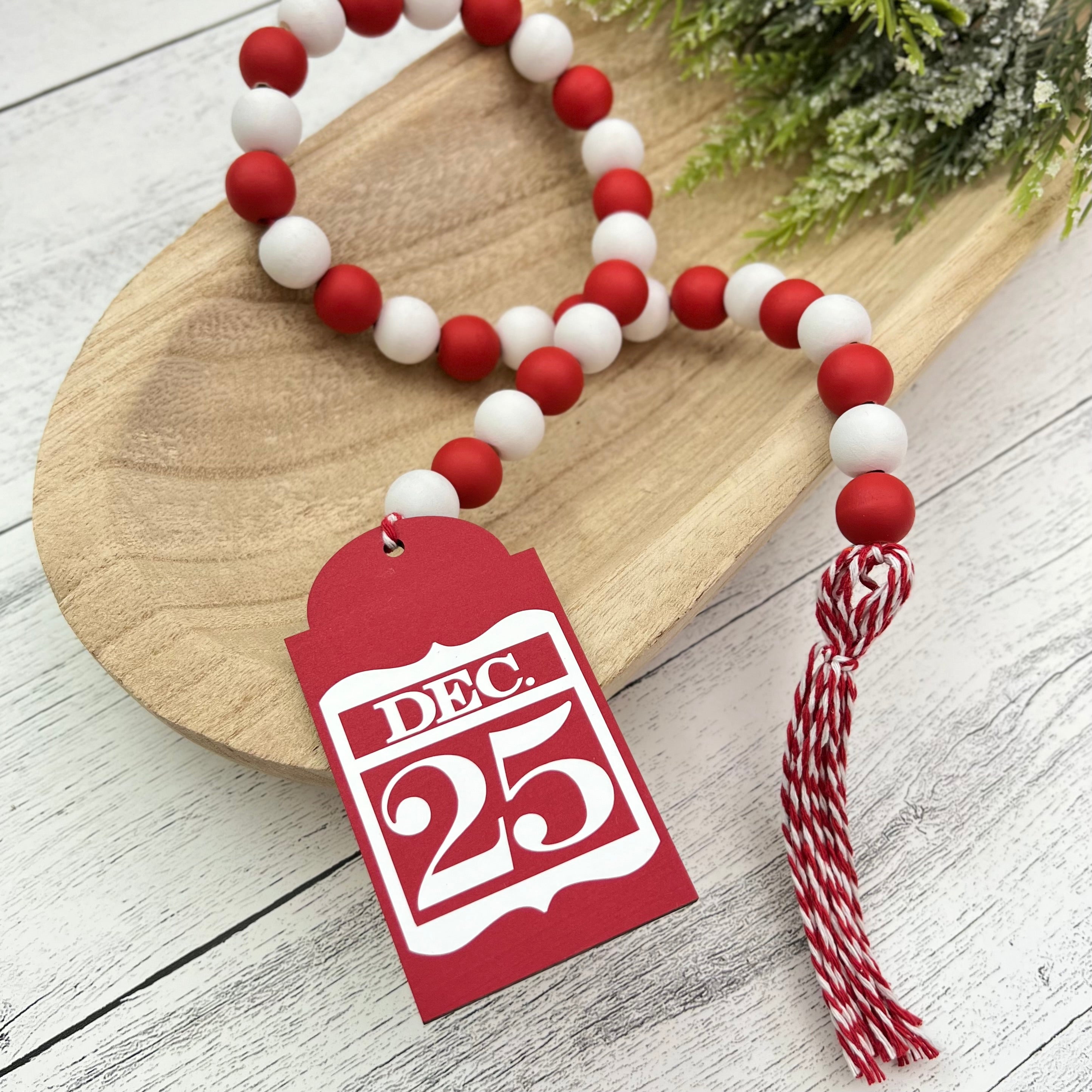 Christmas Themed Wooden Bead Garland