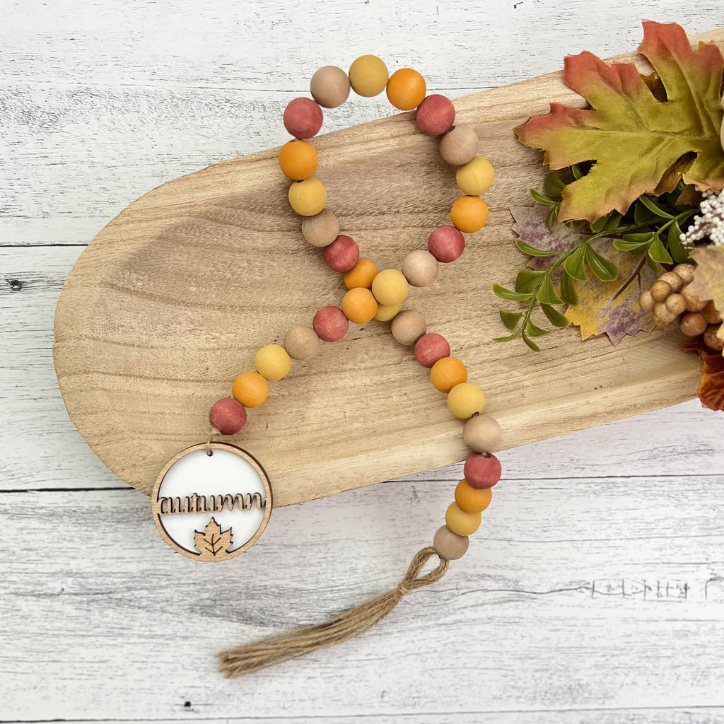 Autumn Themed Wooden Bead Garland