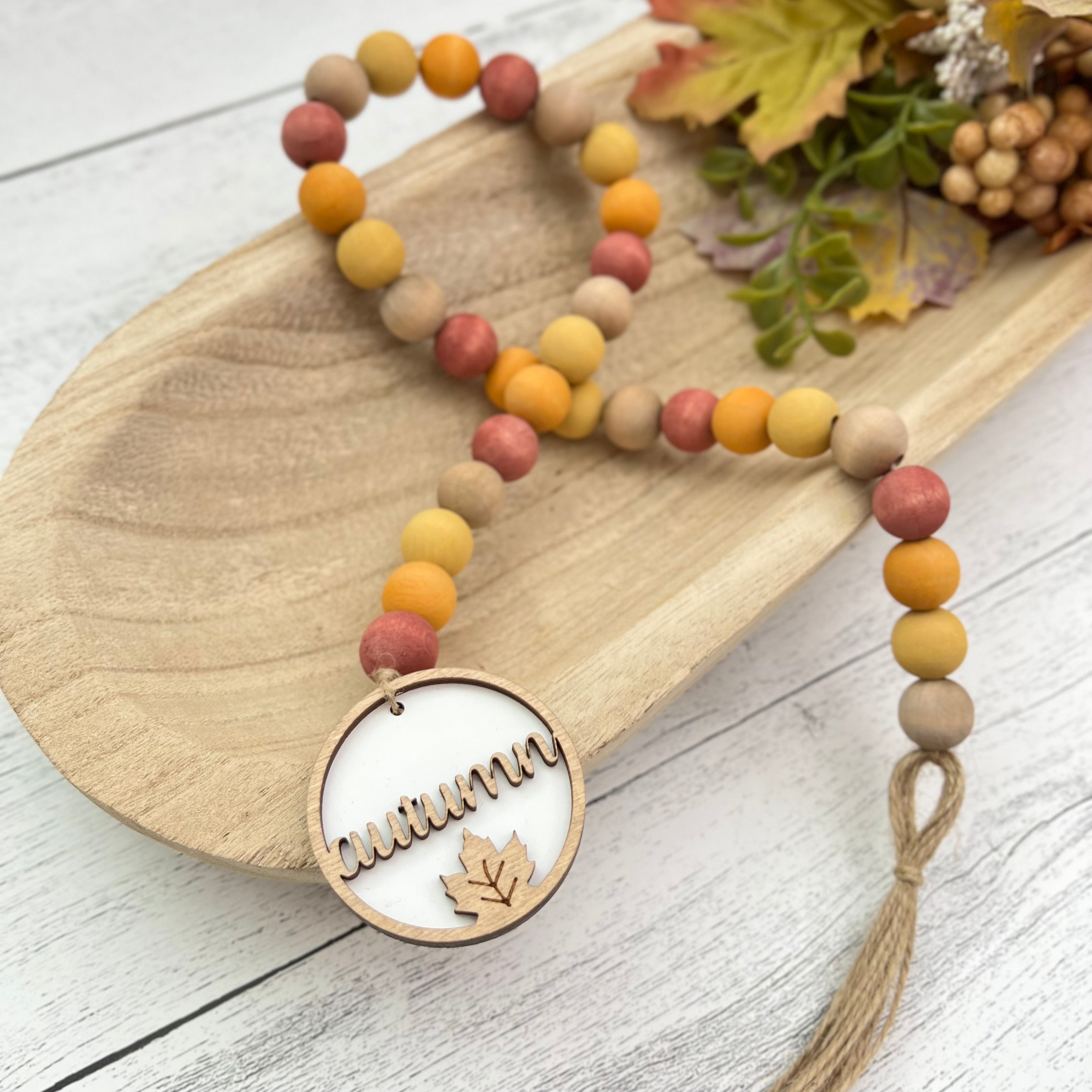 Autumn Themed Wooden Bead Garland