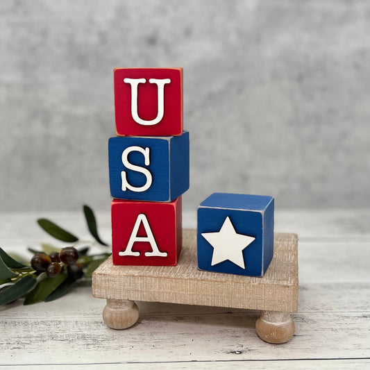 SET | Patriotic USA Wooden Blocks