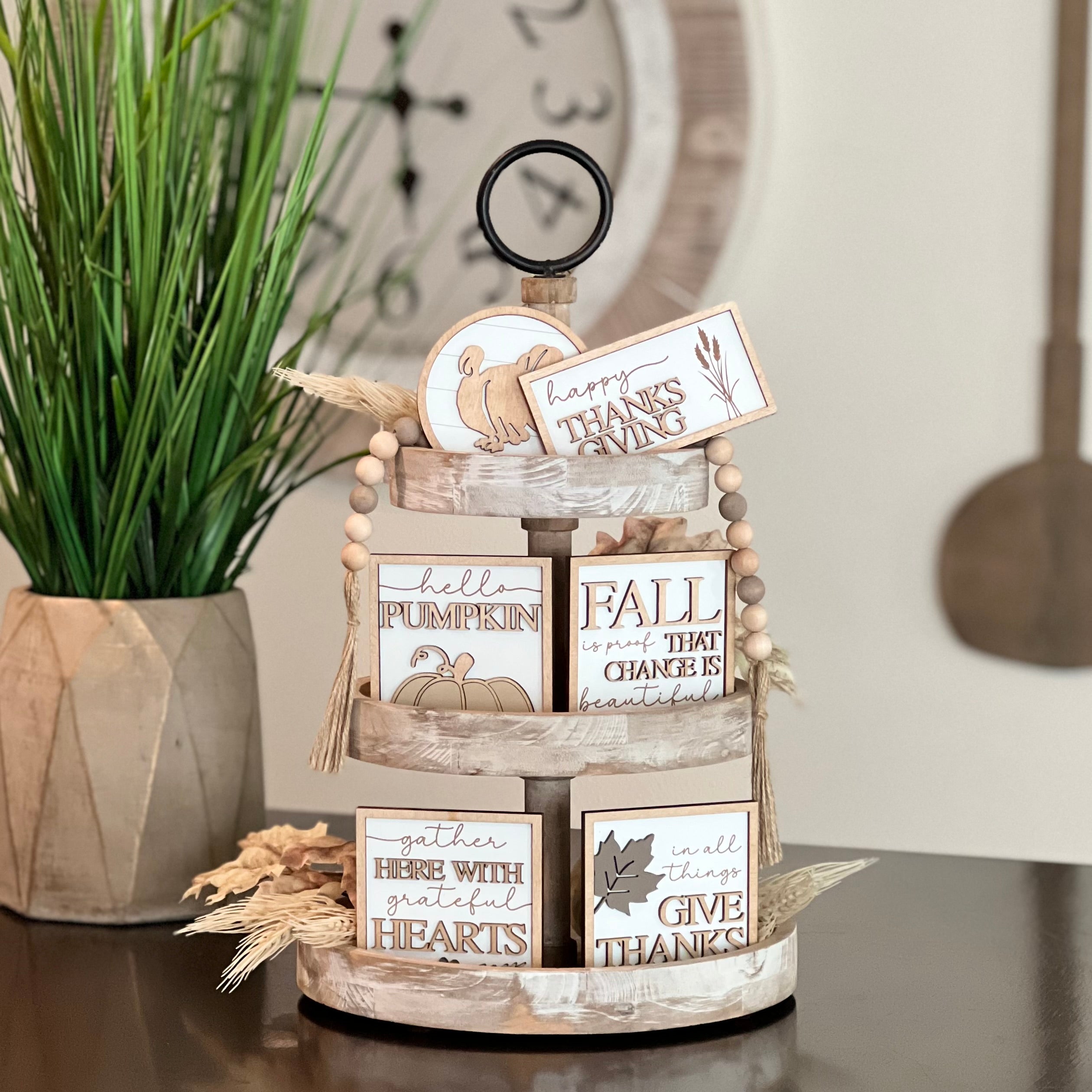 Neutral Farmhouse Wooden Bead Garland