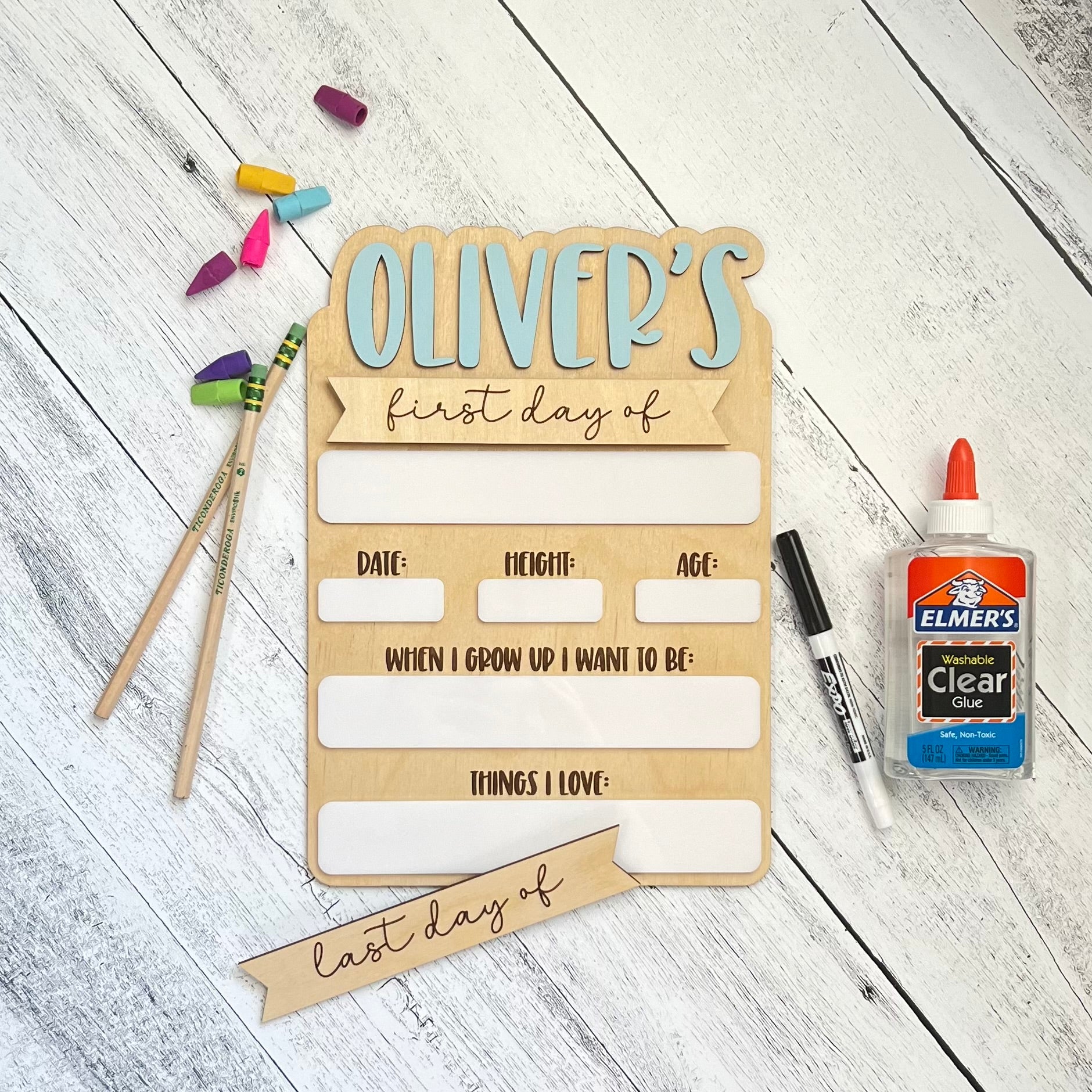 Personalized Dry Erase Reusable First Last Day Of School School Photo Prop Sign