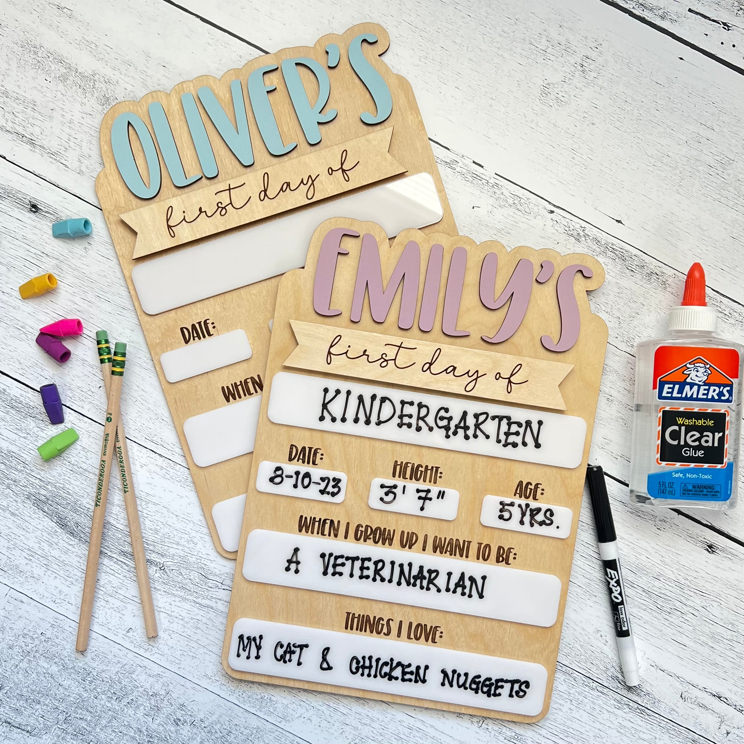 Personalized Dry Erase Reusable First Last Day Of School School Photo Prop Sign
