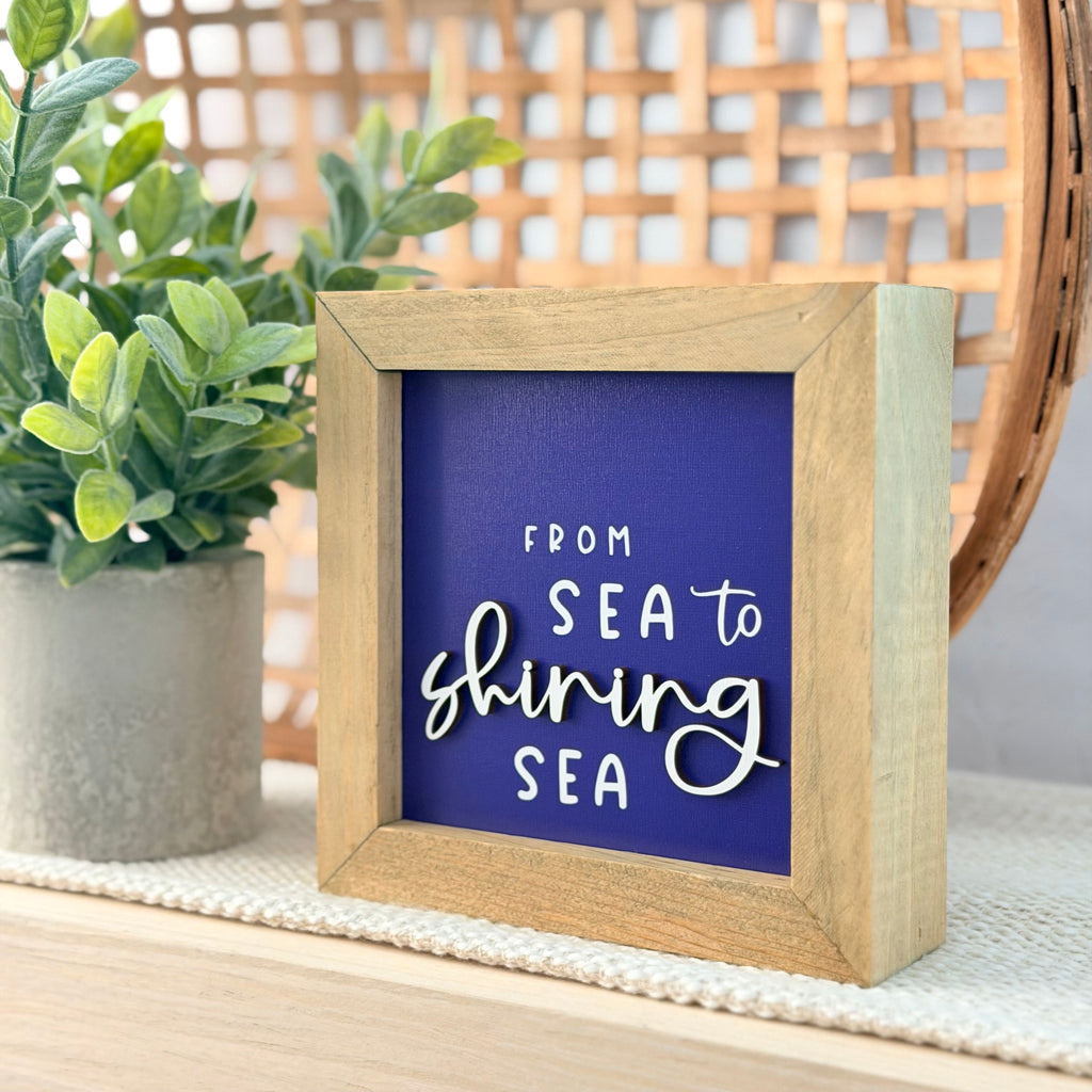 From Sea To Shining Sea Framed 4th of July Wooden Sign