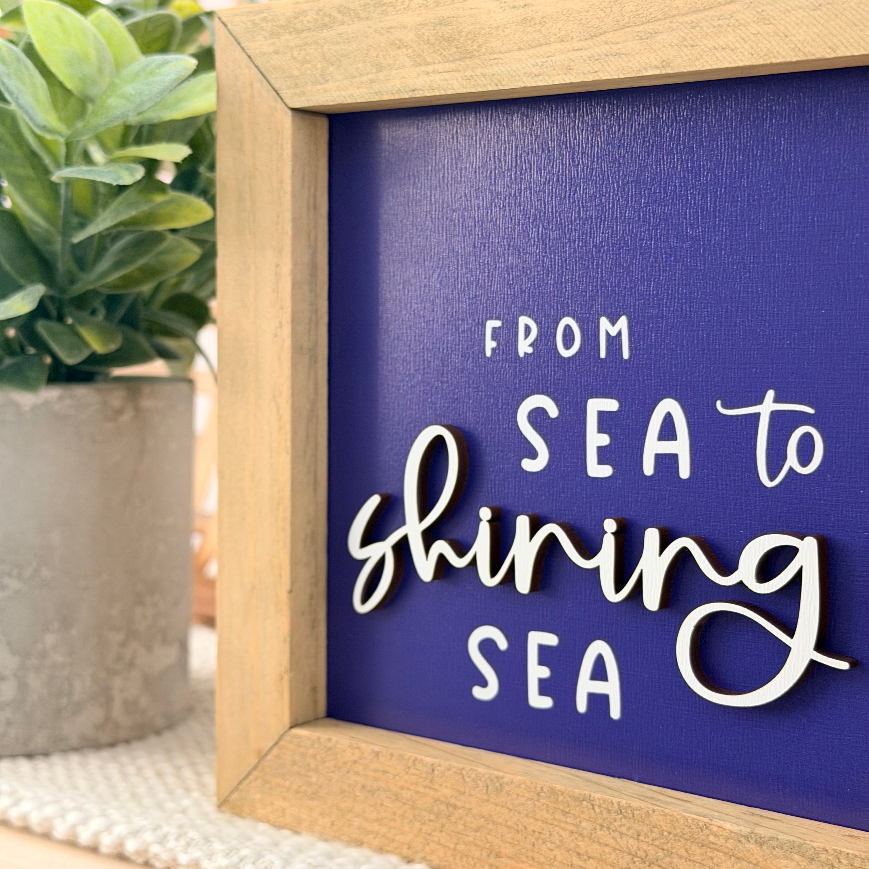 From Sea To Shining Sea Framed 4th of July Wooden Sign