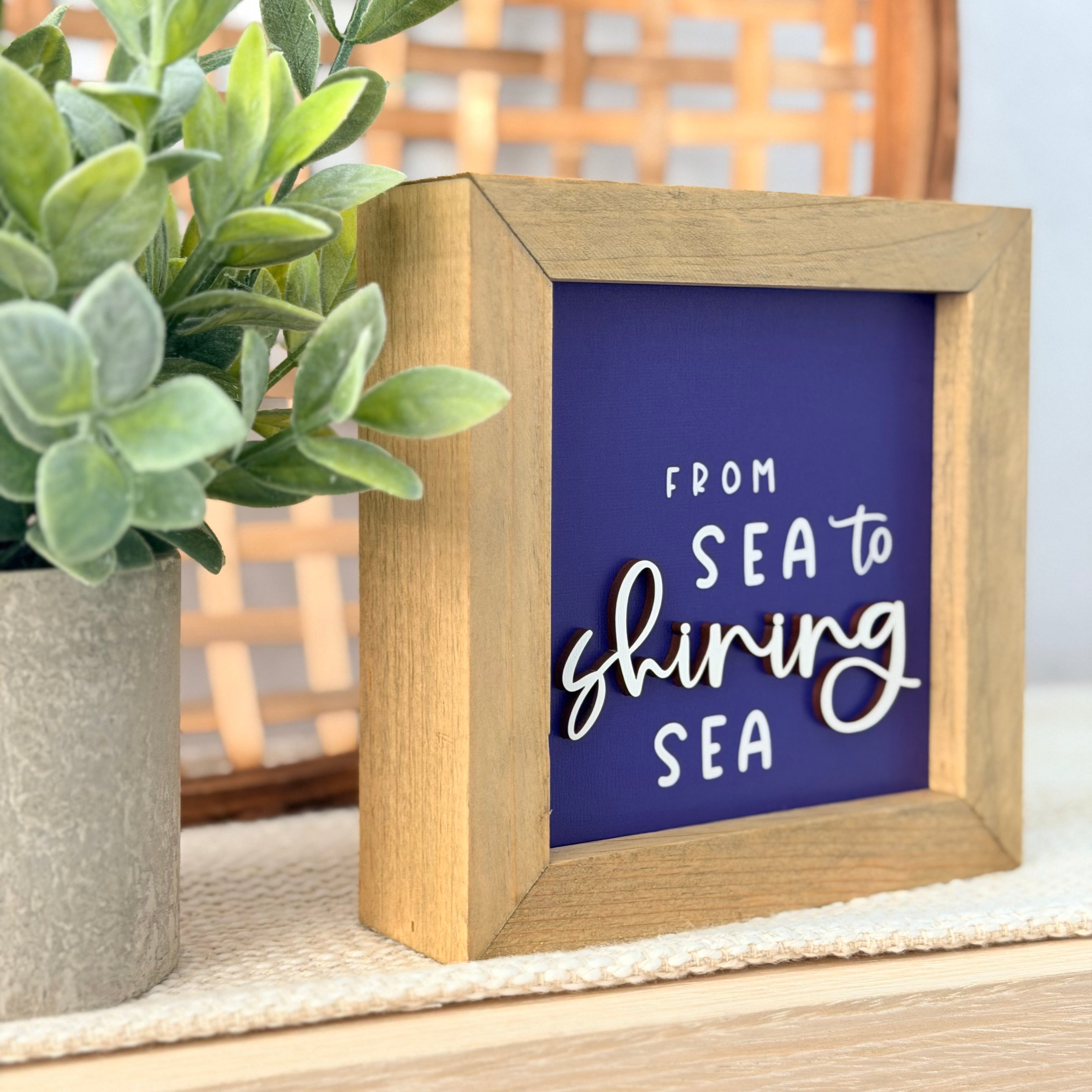 From Sea To Shining Sea Framed 4th of July Wooden Sign