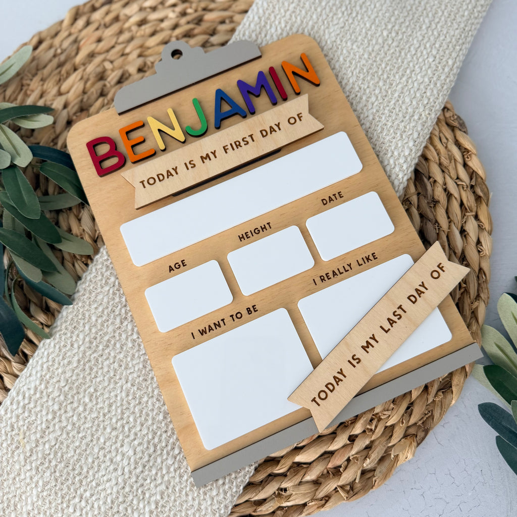 Personalized Dry Erase First Last Day Of School Sign