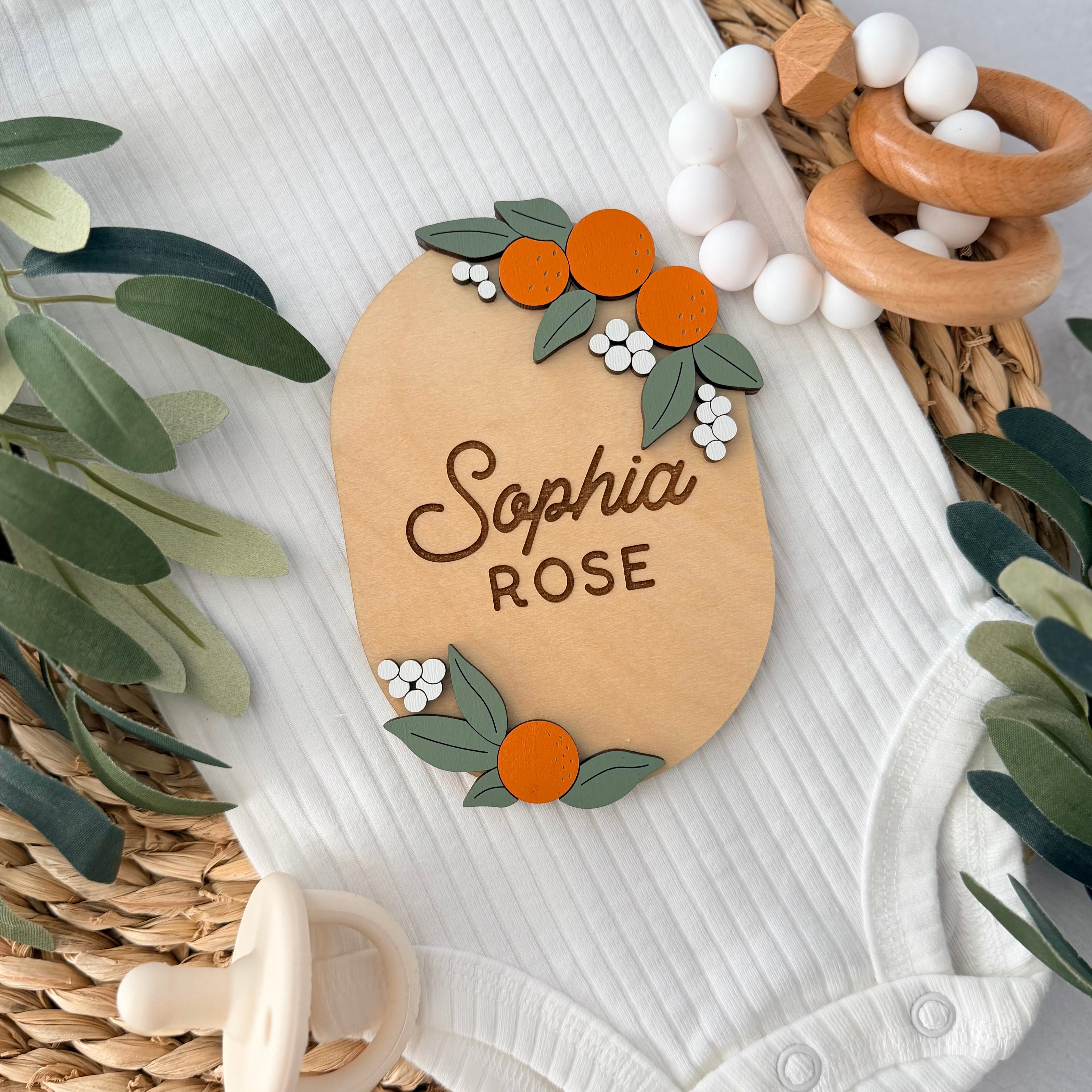 Personalized Citrus Baby Name Sign