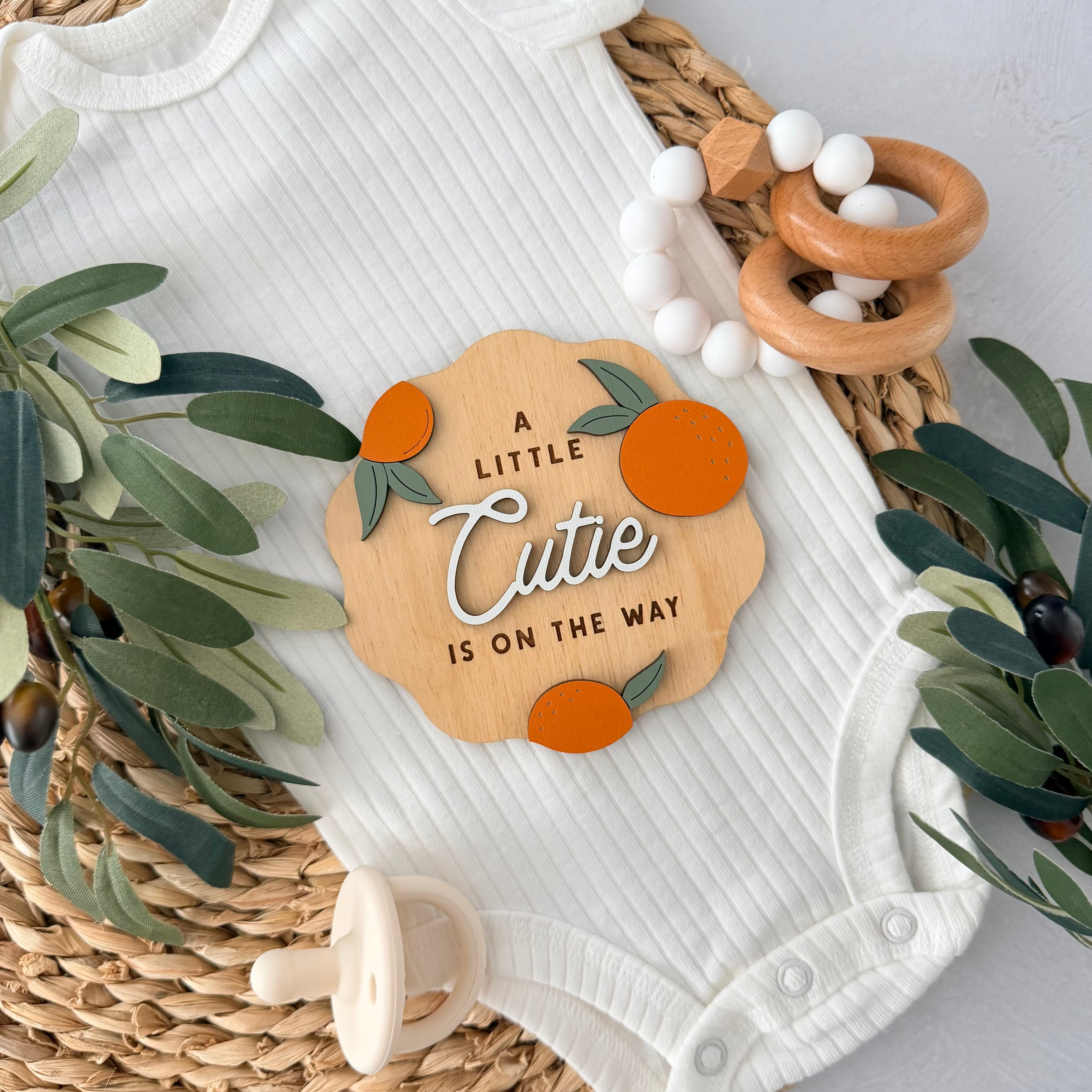 A Little Cutie Is On The Way Baby Announcement Sign