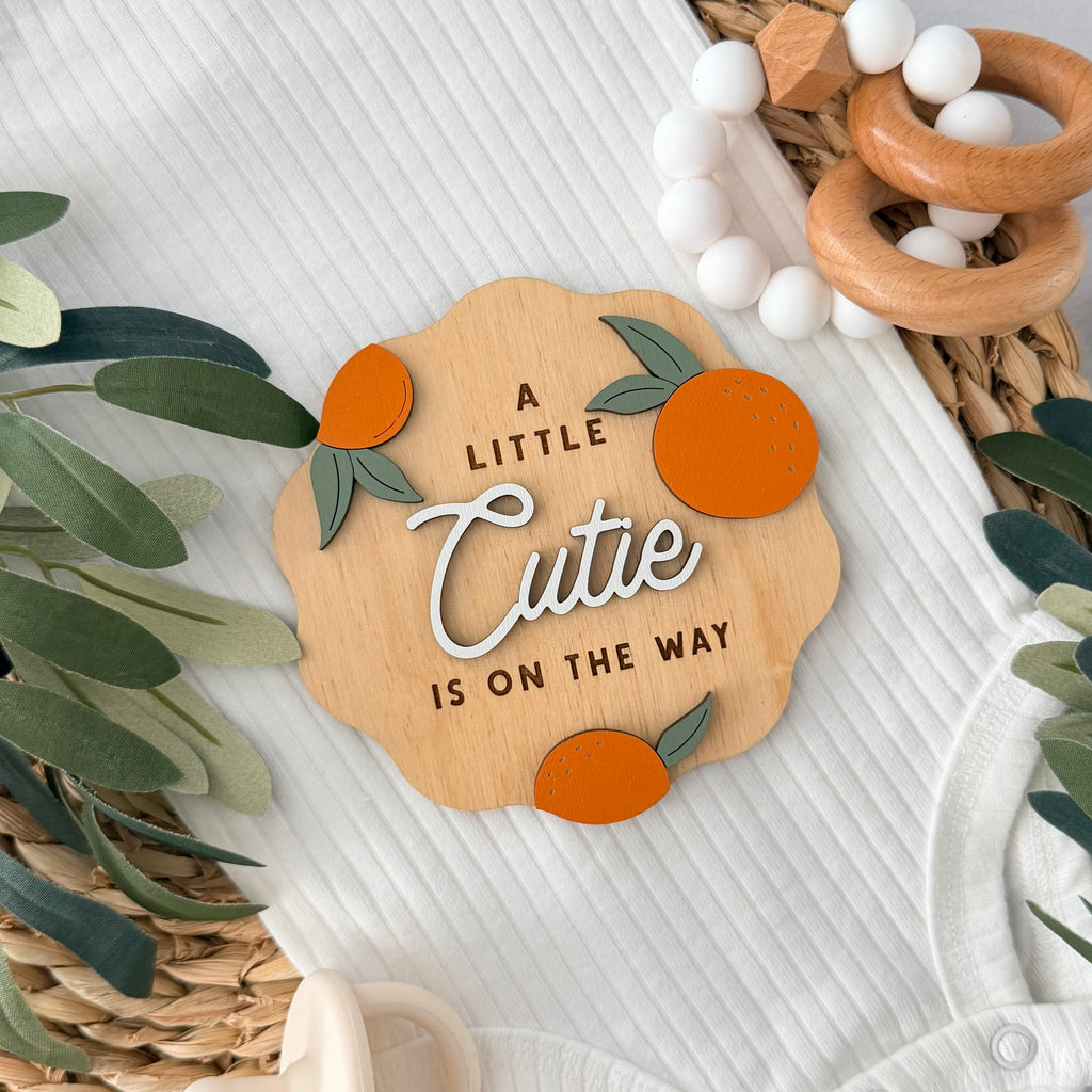 A Little Cutie Is On The Way Baby Announcement Sign
