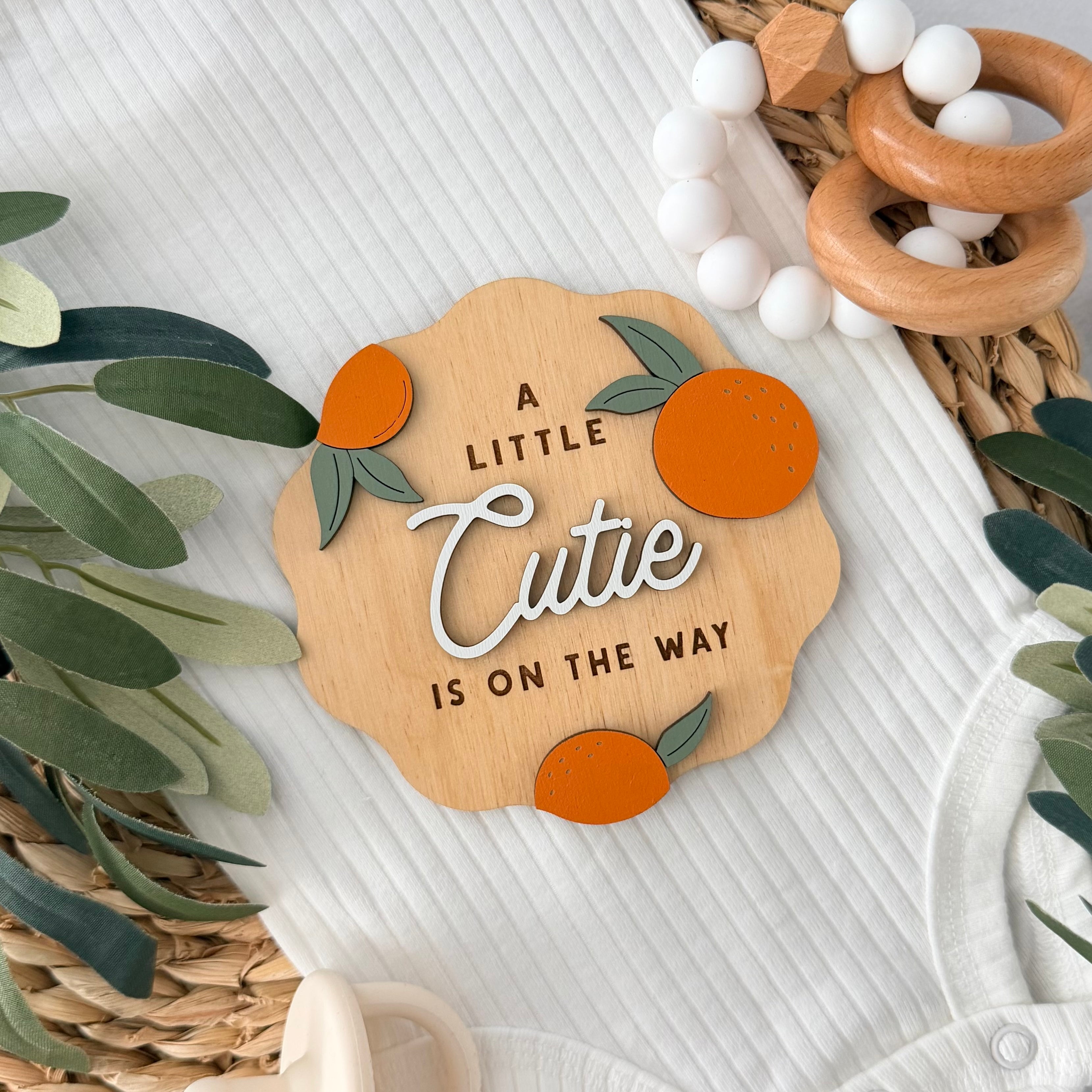 A Little Cutie Is On The Way Baby Announcement Sign