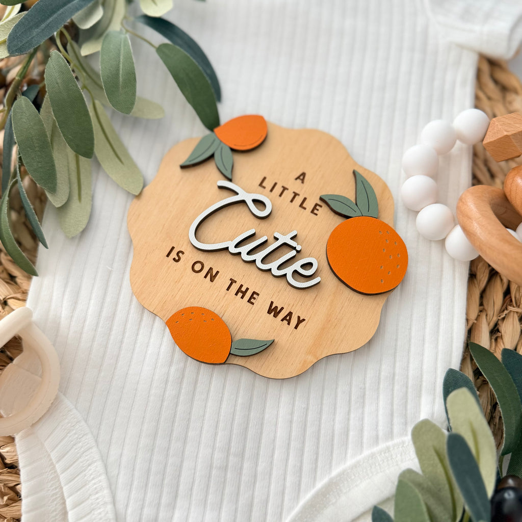 A Little Cutie Is On The Way Baby Announcement Sign
