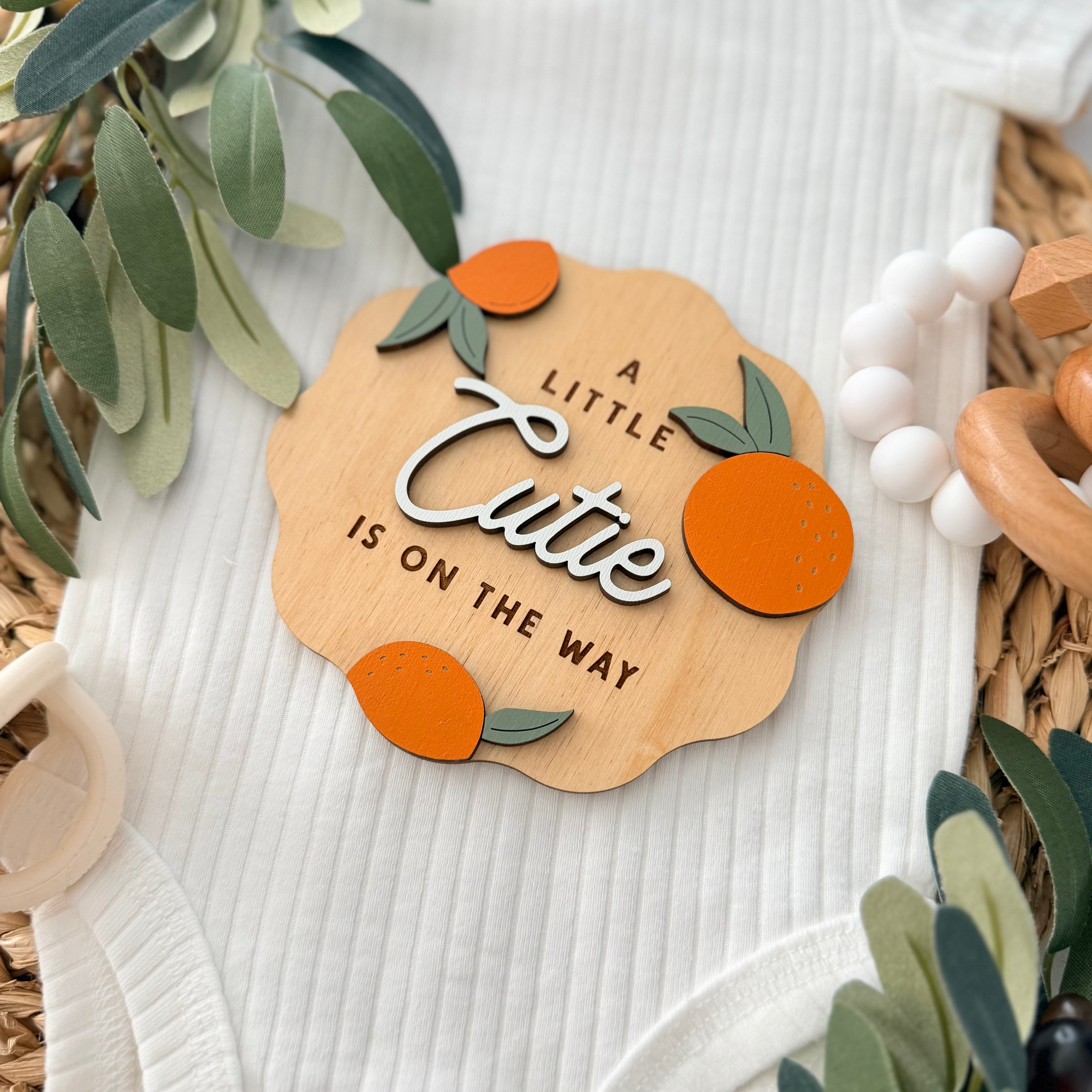 A Little Cutie Is On The Way Baby Announcement Sign