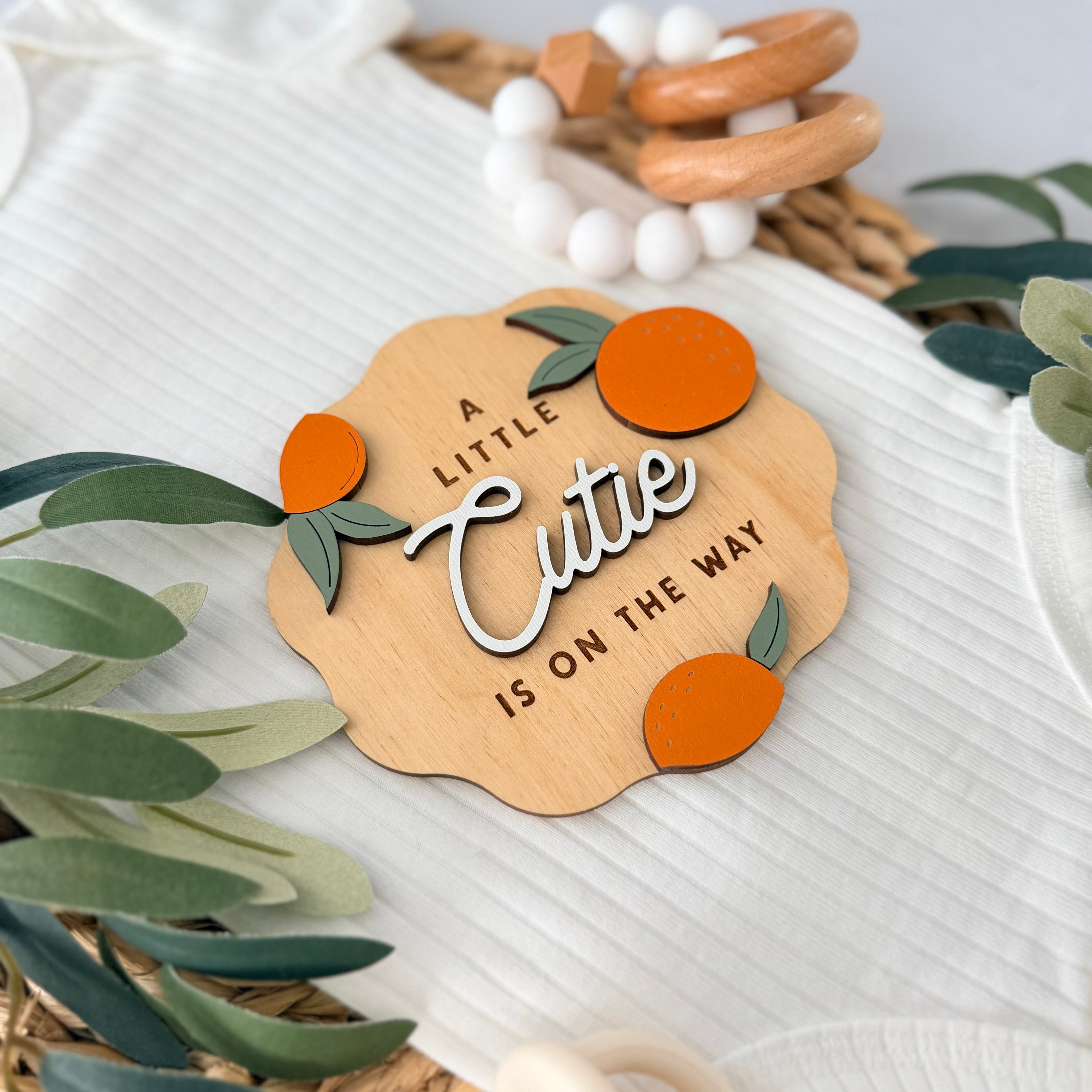 A Little Cutie Is On The Way Baby Announcement Sign