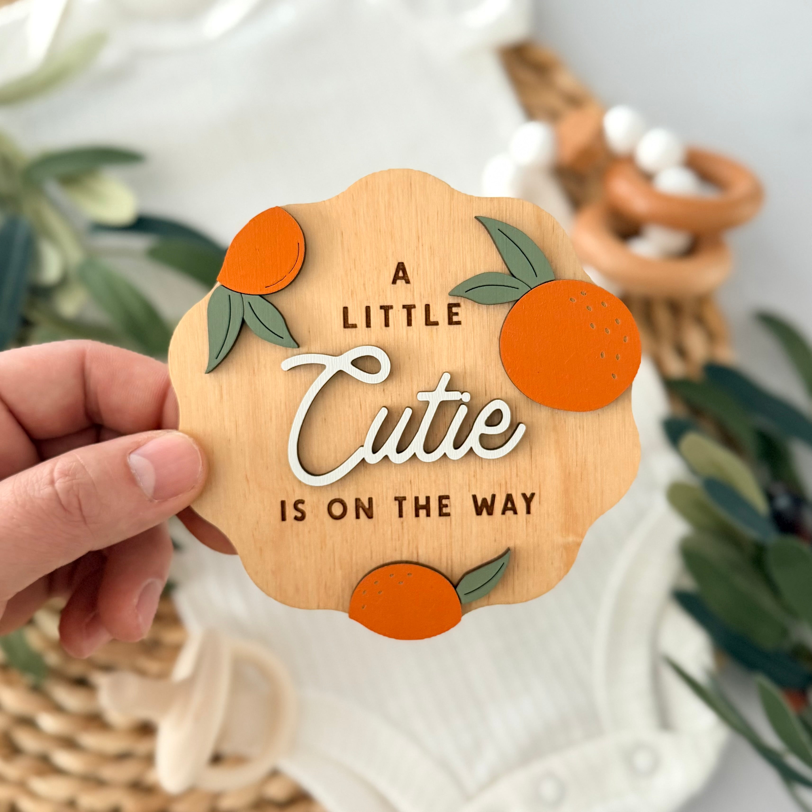 A Little Cutie Is On The Way Baby Announcement Sign