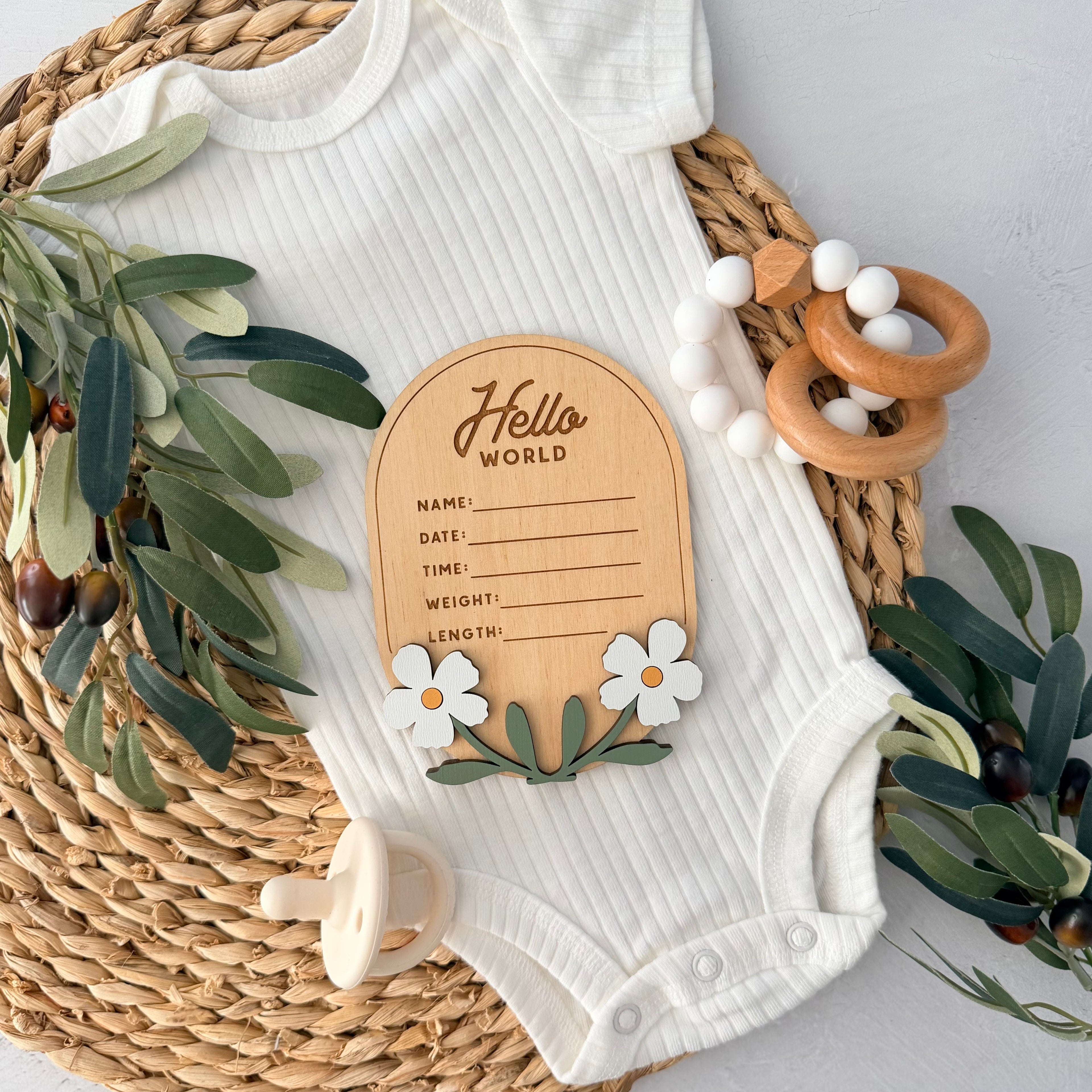 Floral Baby Birth Stat Sign