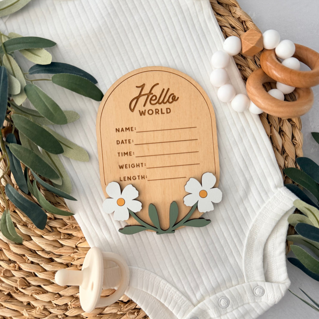 Floral Baby Birth Stat Sign