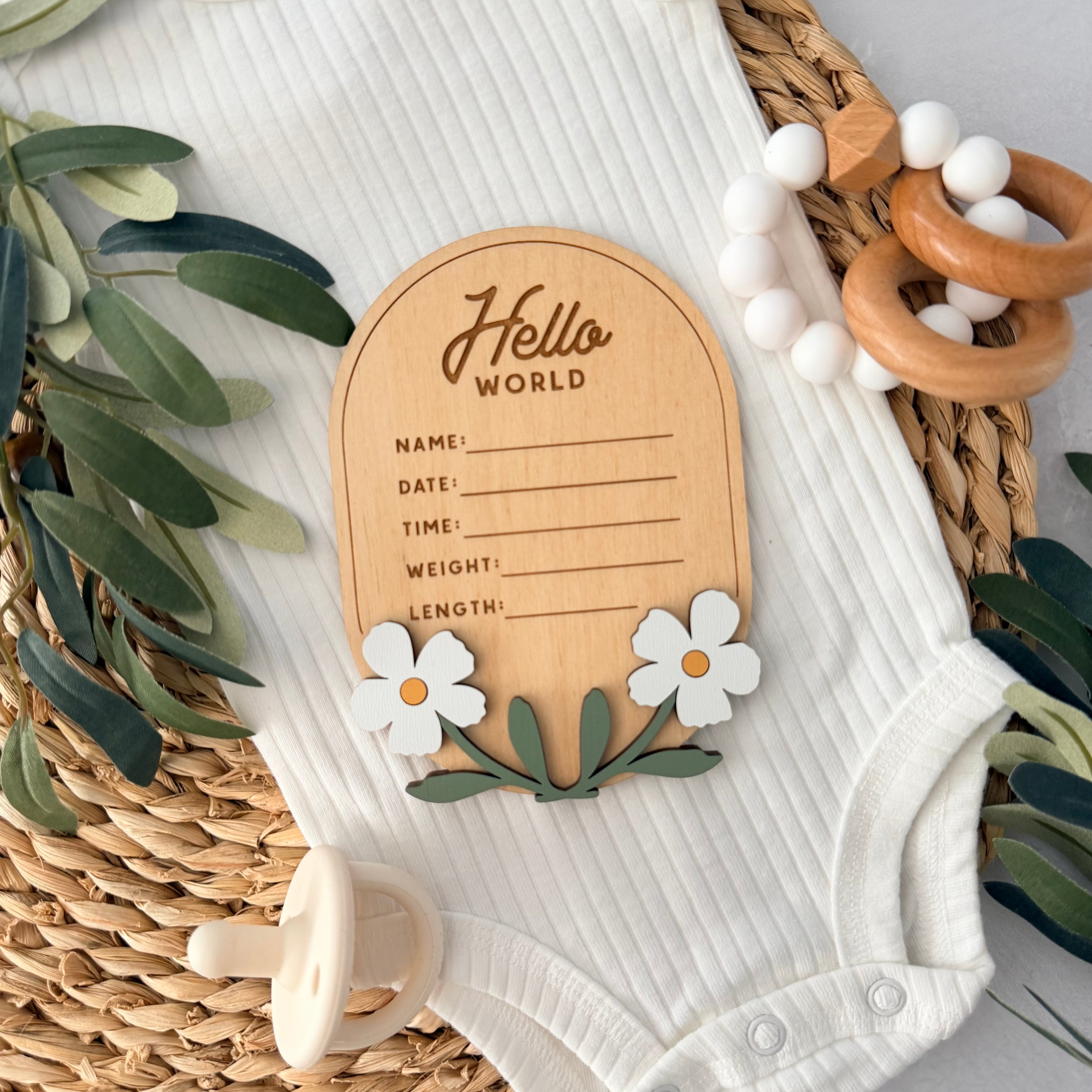 Floral Baby Birth Stat Sign