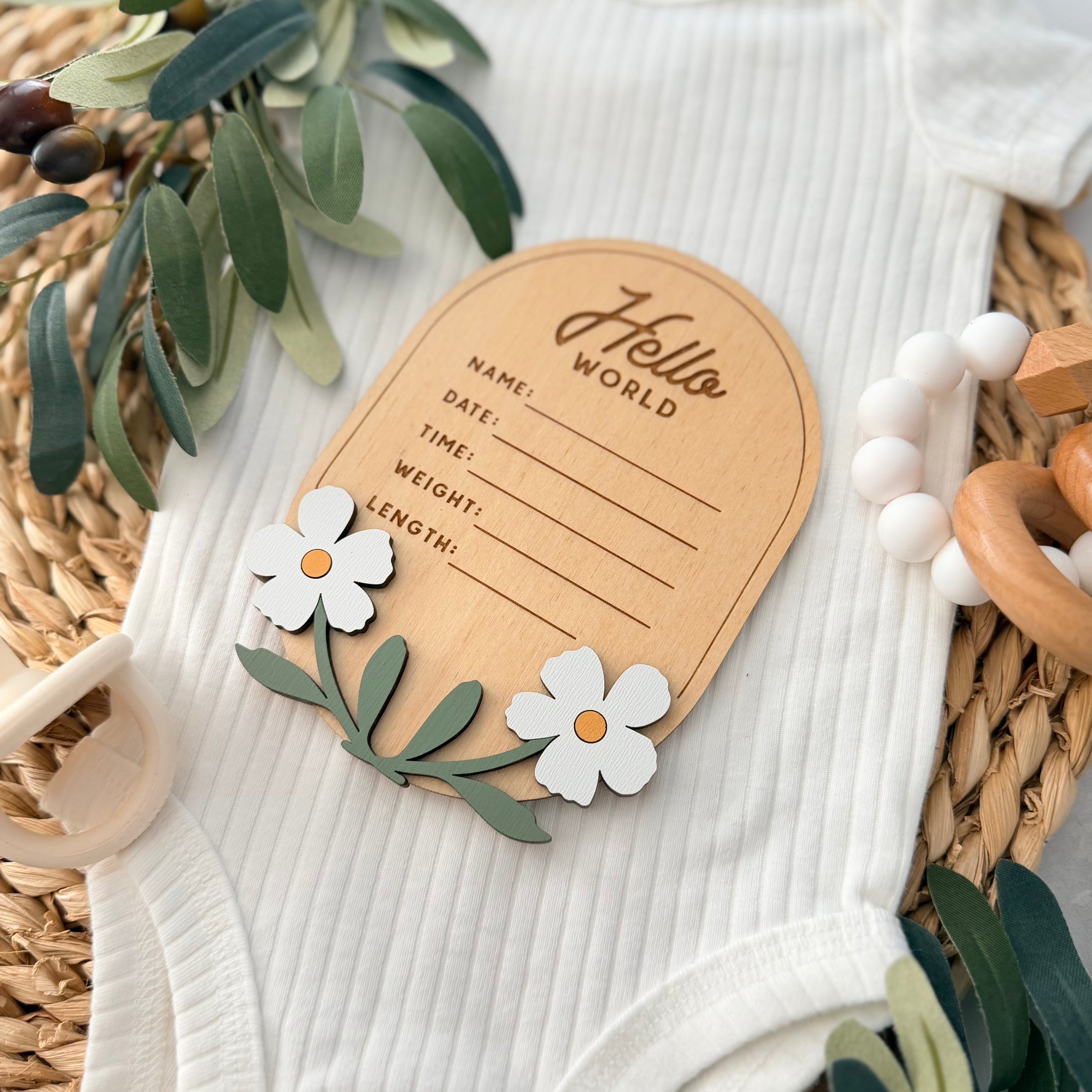 Floral Baby Birth Stat Sign