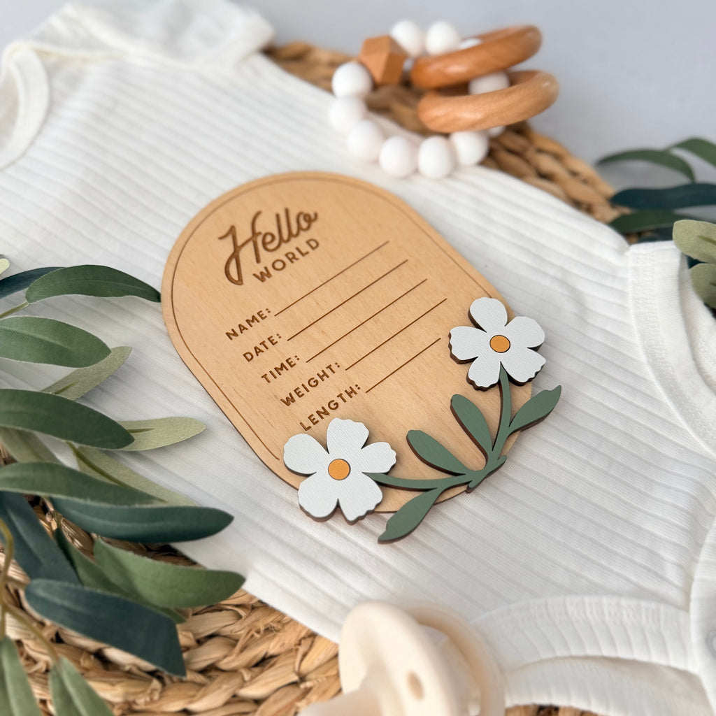 Floral Baby Birth Stat Sign