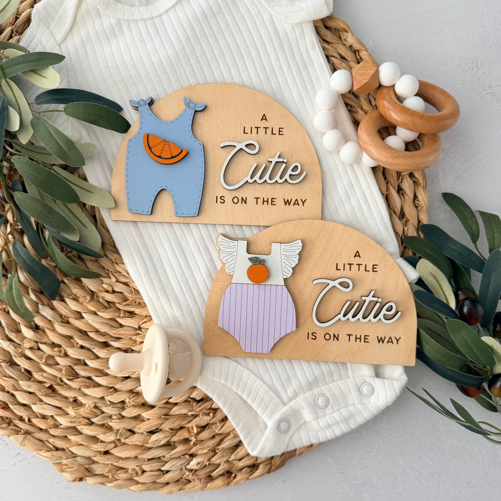 A Little Cutie Is On The Way Pregnancy Announcement Sign