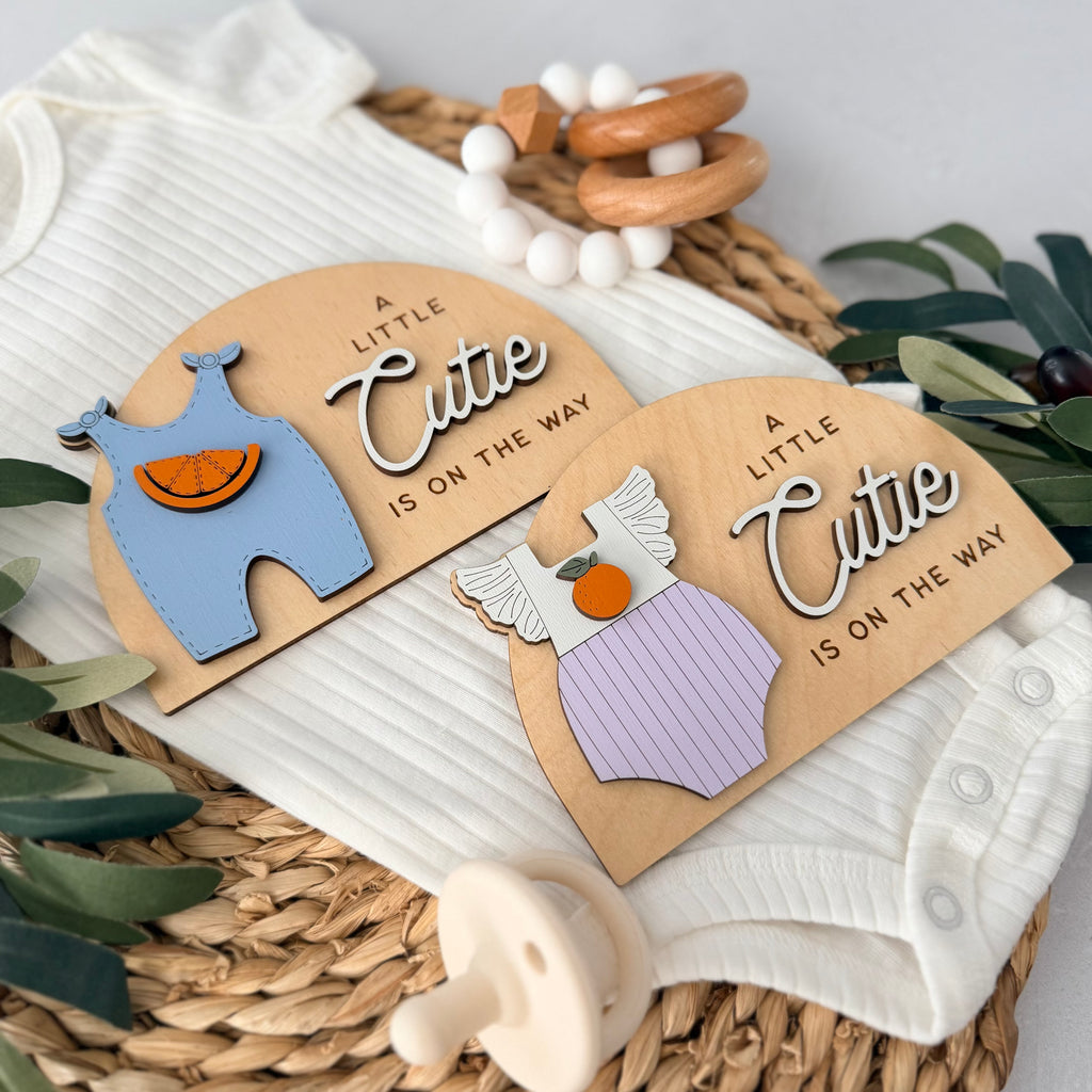 A Little Cutie Is On The Way Pregnancy Announcement Sign