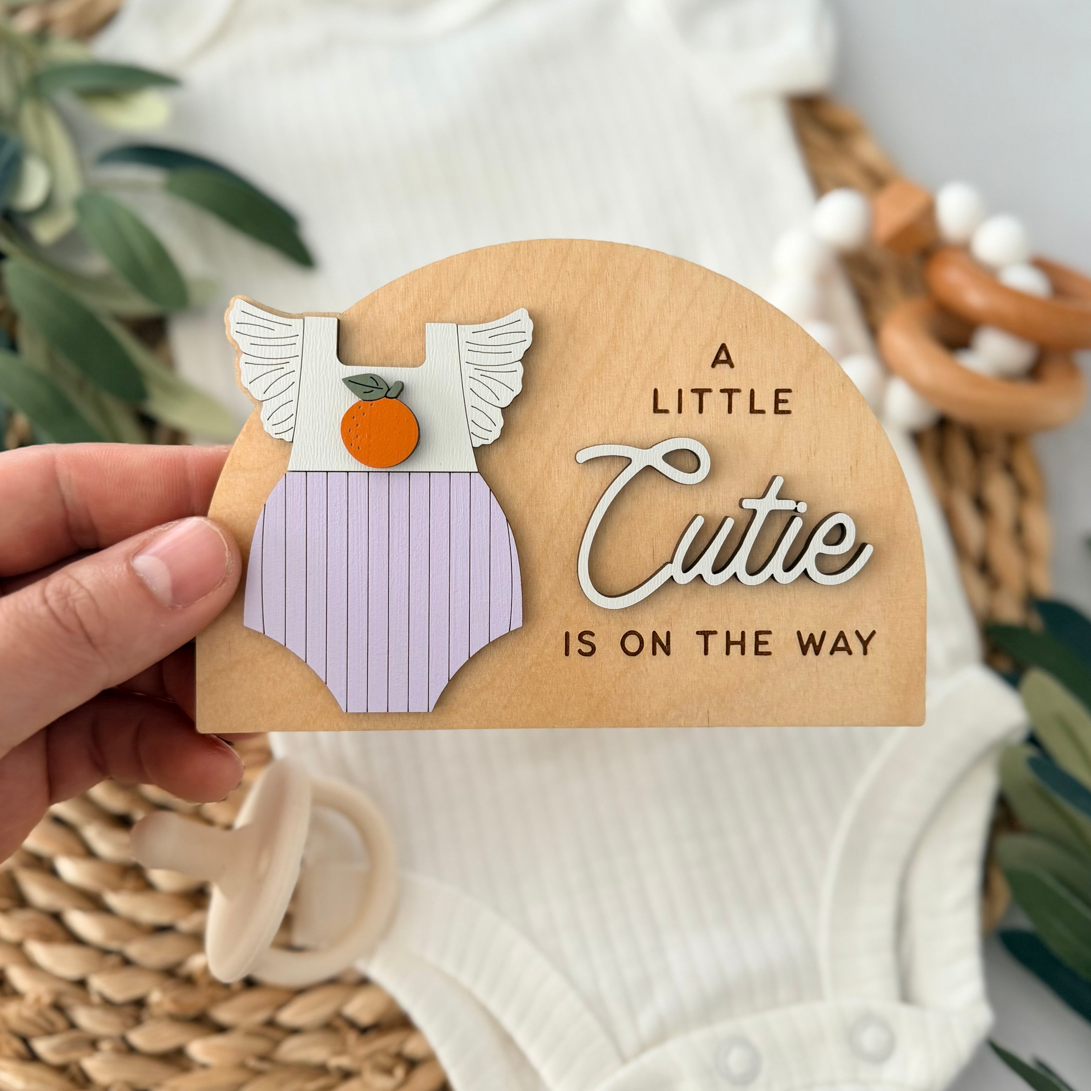 A Little Cutie Is On The Way Pregnancy Announcement Sign
