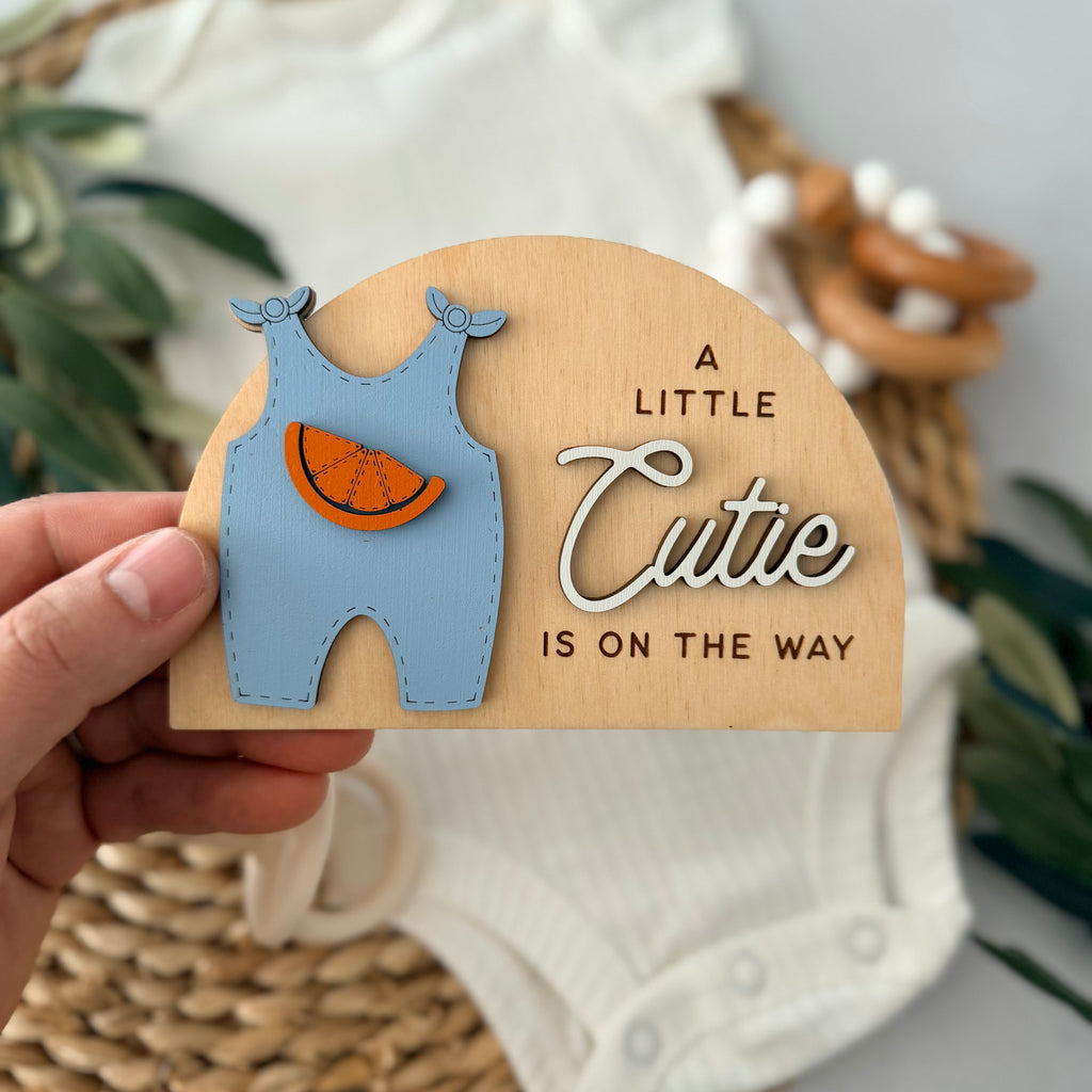 A Little Cutie Is On The Way Pregnancy Announcement Sign