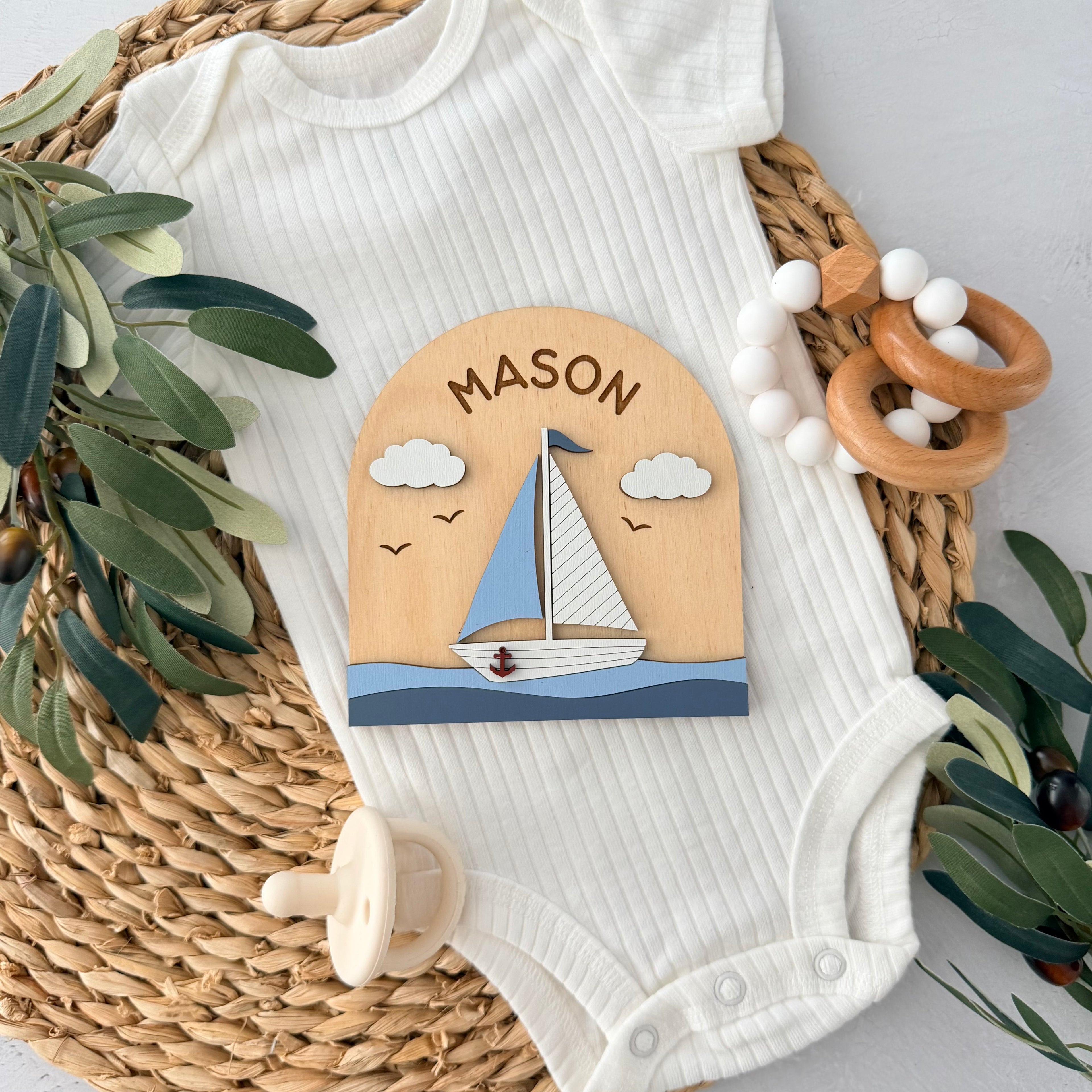Personalized Sailboat Baby Name Sign