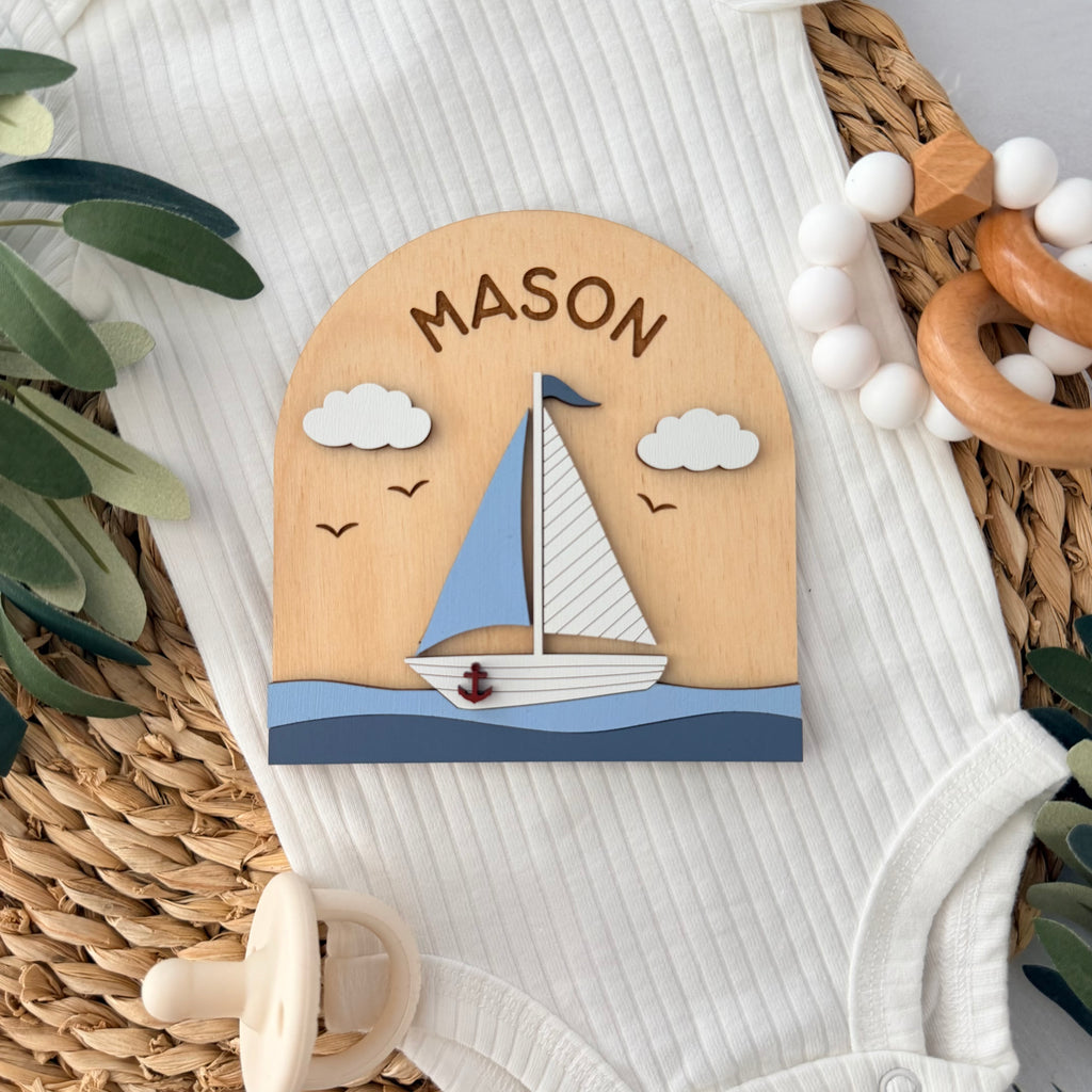 Personalized Sailboat Baby Name Sign