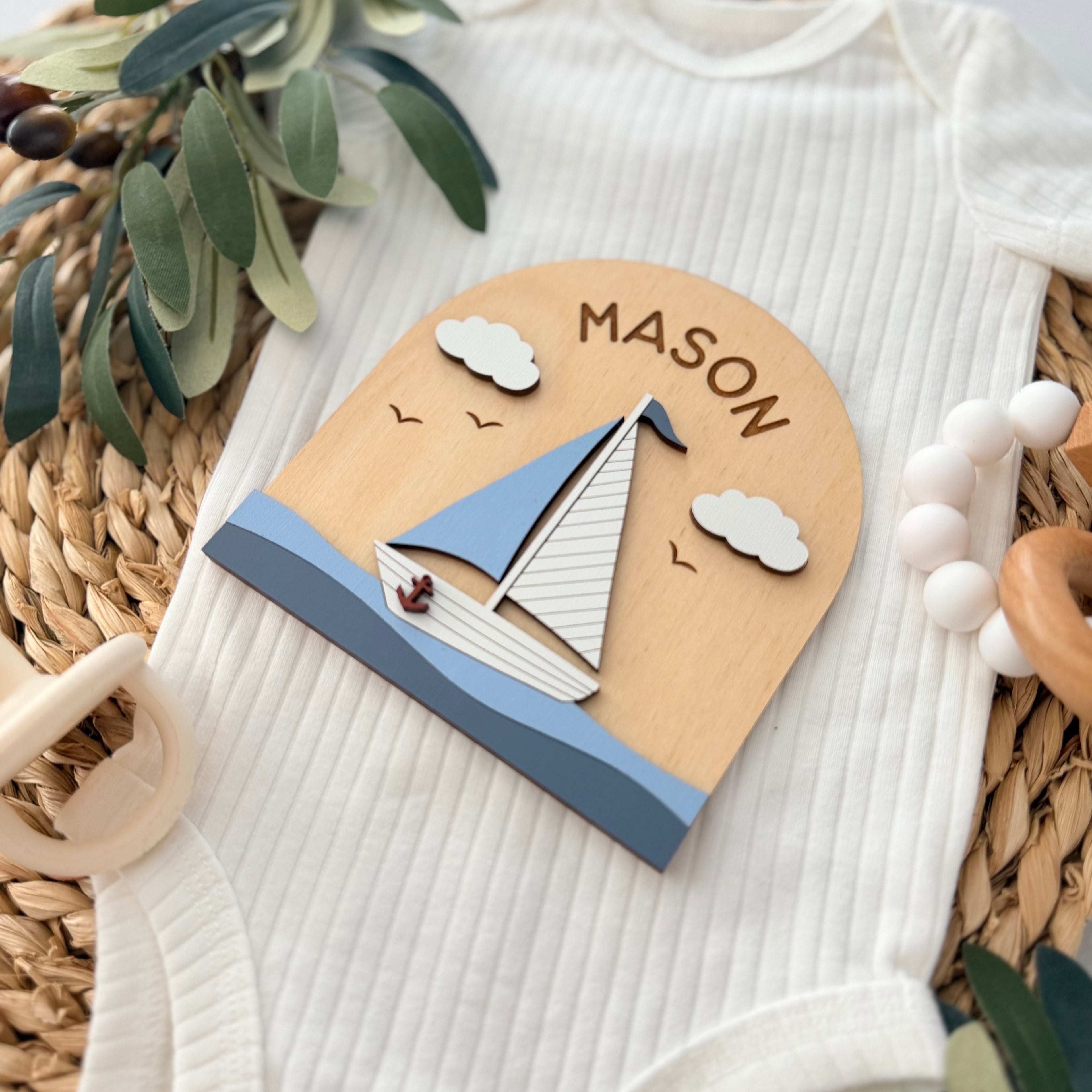 Personalized Sailboat Baby Name Sign