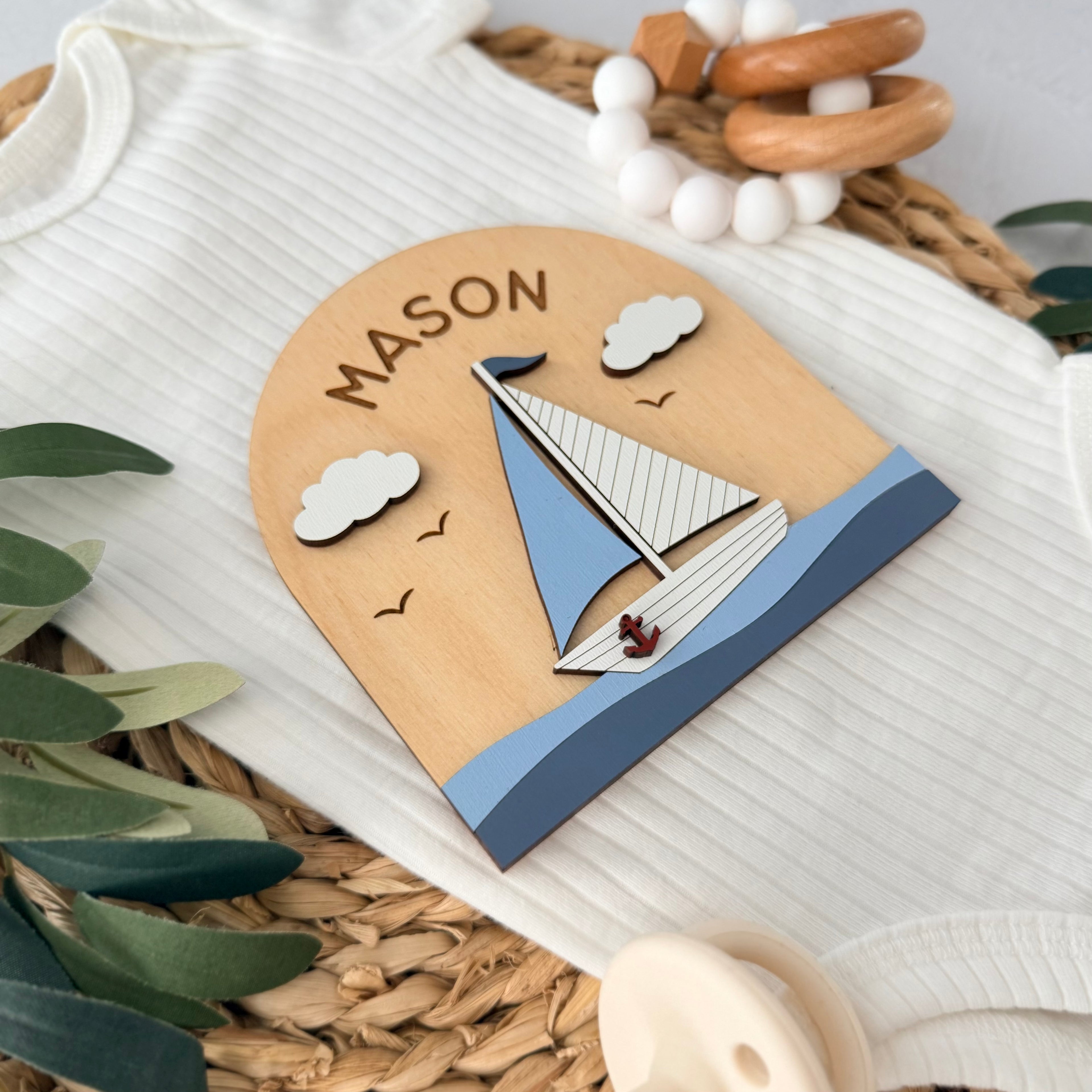 Personalized Sailboat Baby Name Sign