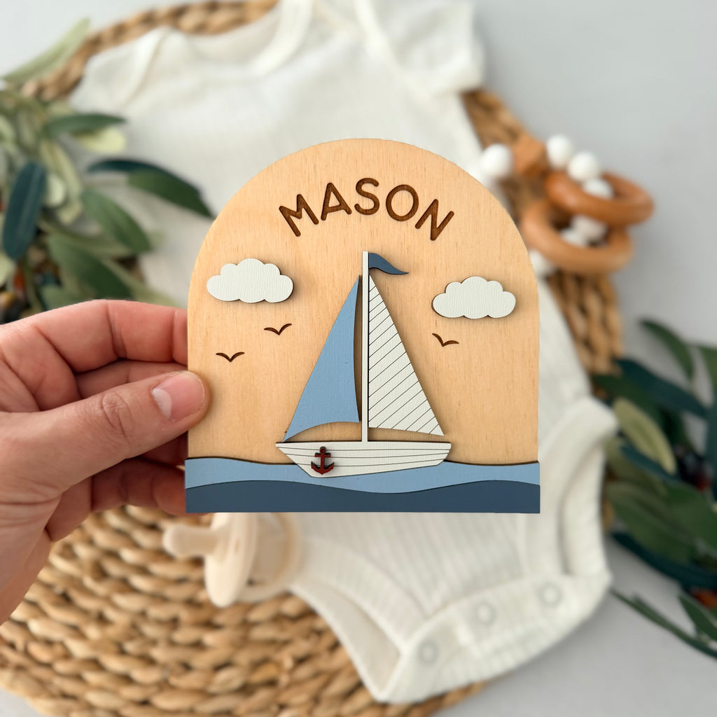 Personalized Sailboat Baby Name Sign