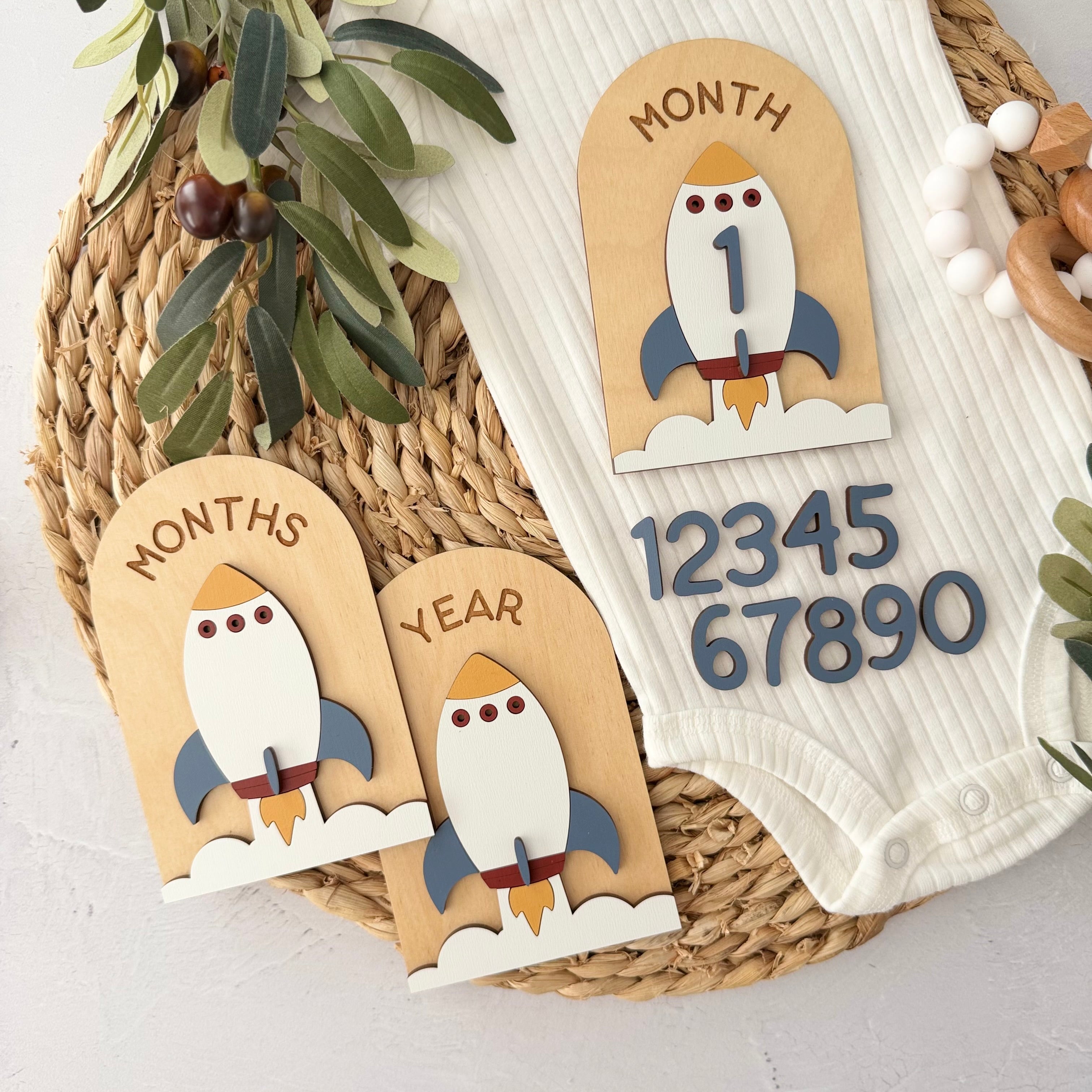Rocket Ship Baby Milestone Cards
