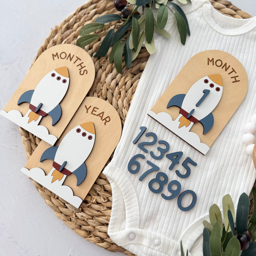 Rocket Ship Baby Milestone Cards