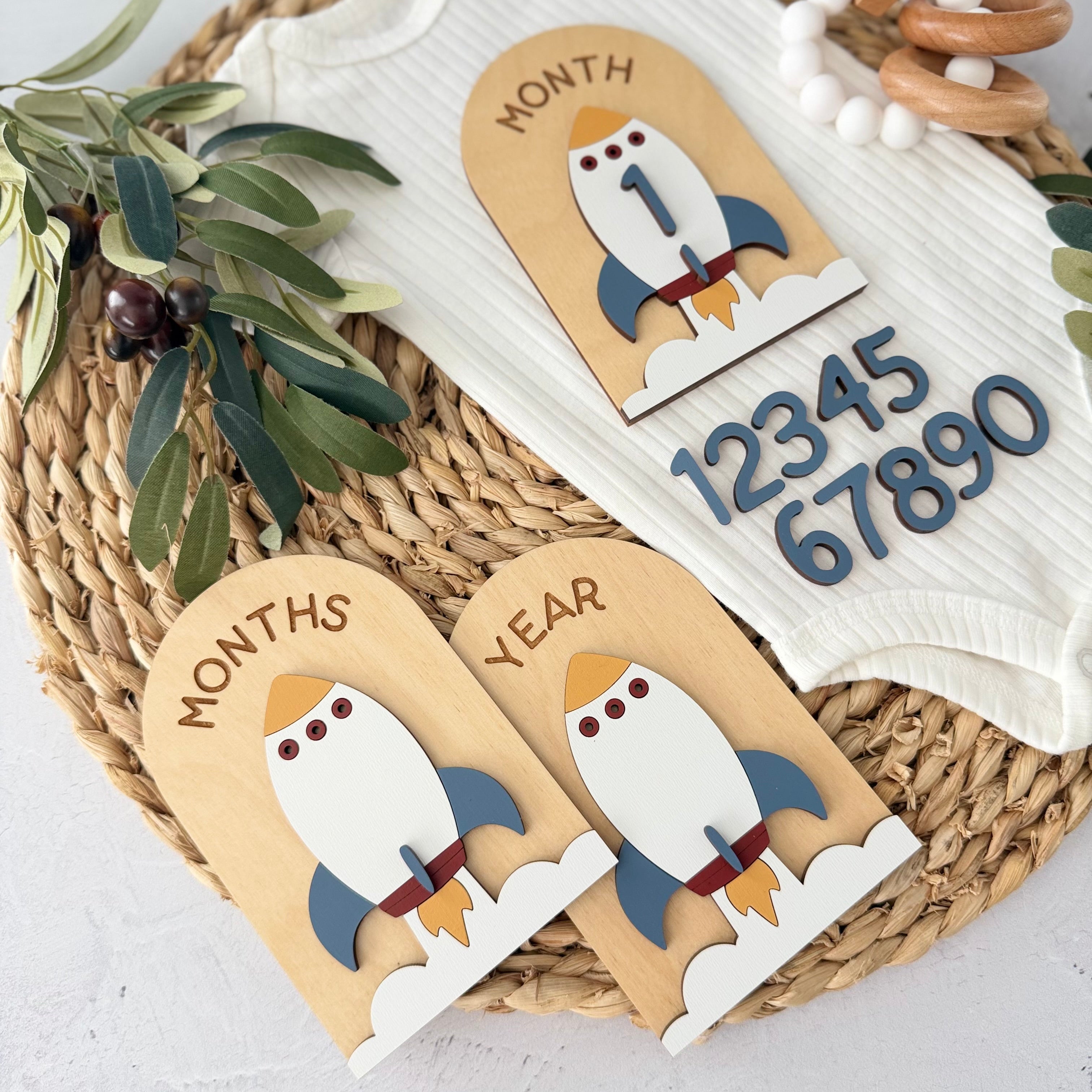 Rocket Ship Baby Milestone Cards