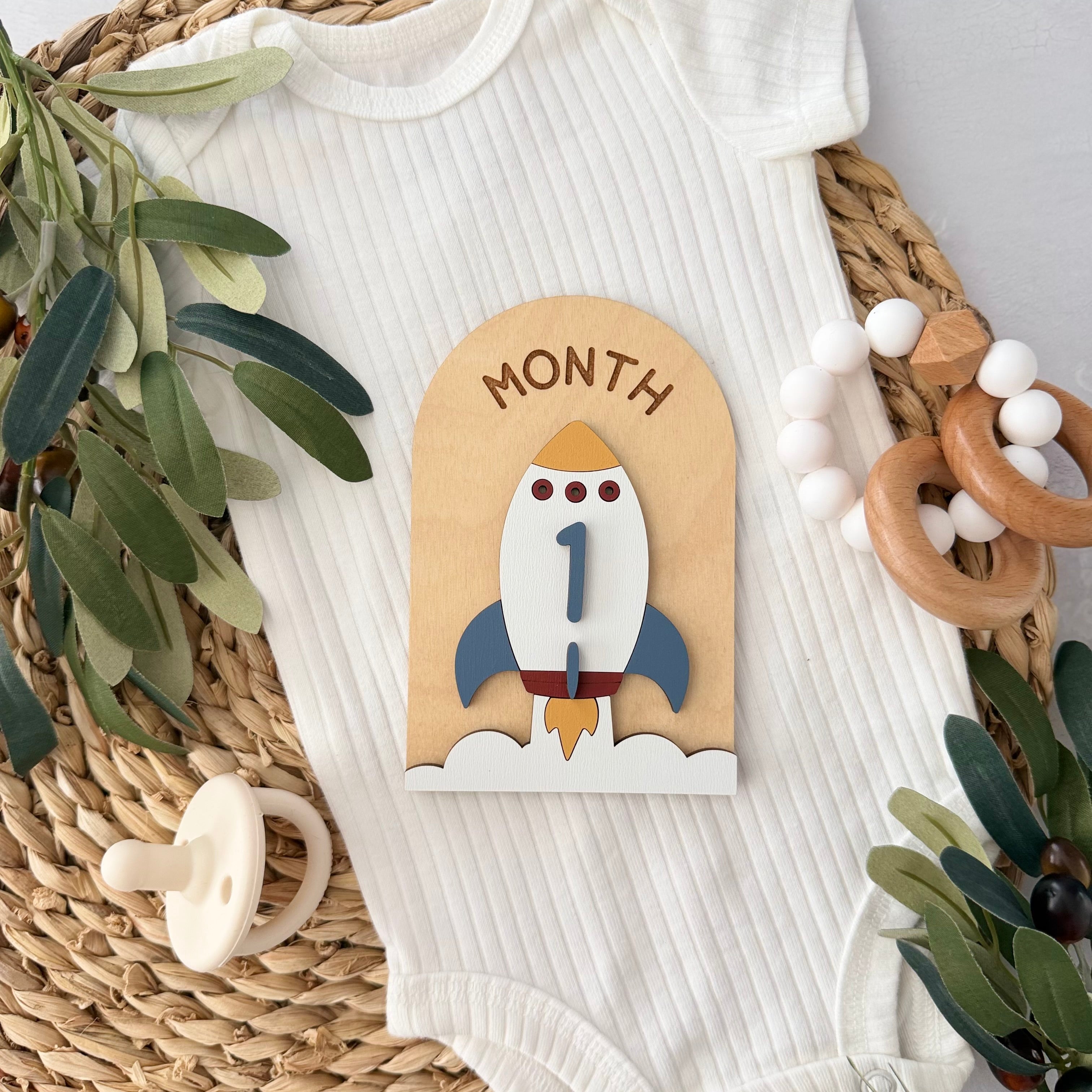 Rocket Ship Baby Milestone Cards
