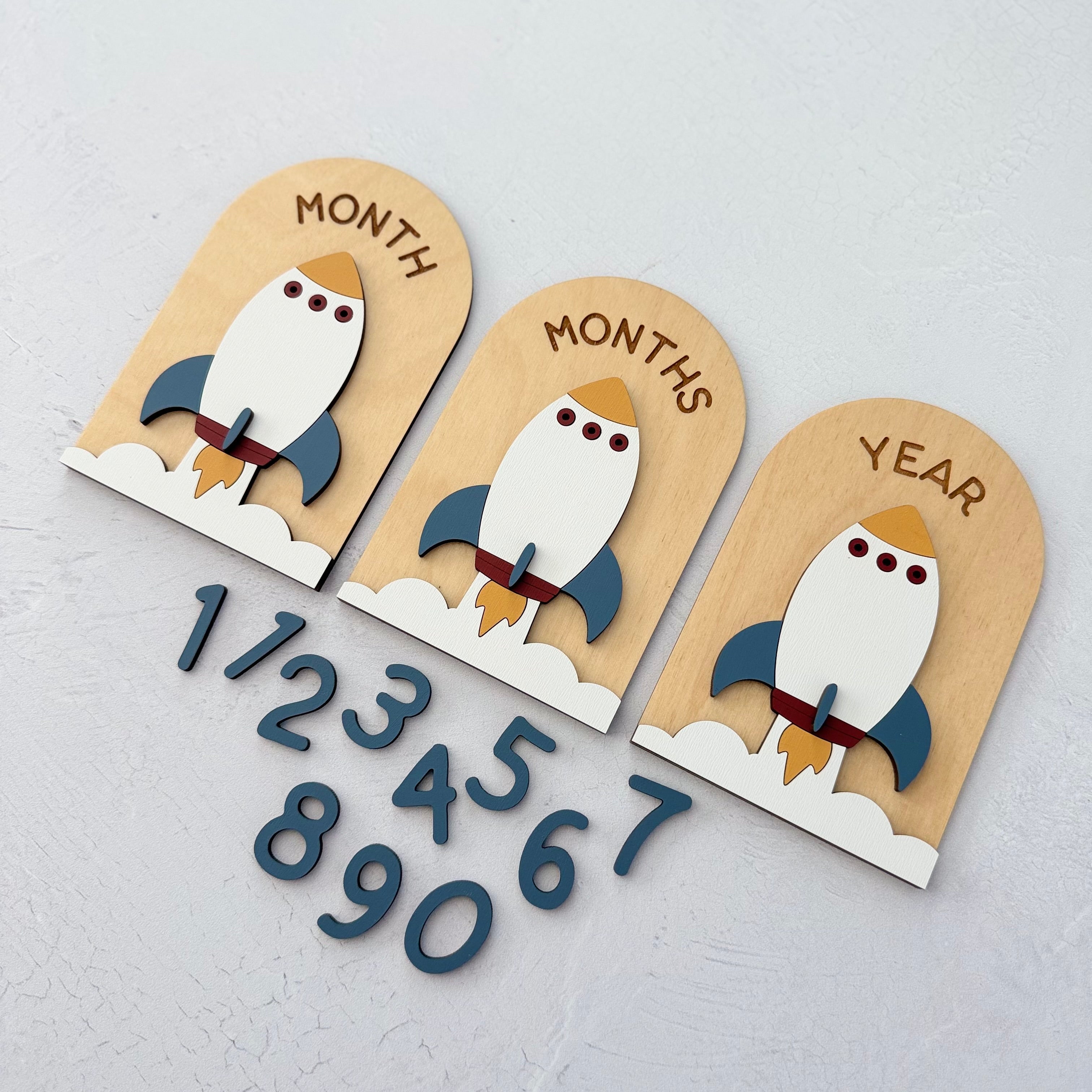 Rocket Ship Baby Milestone Cards