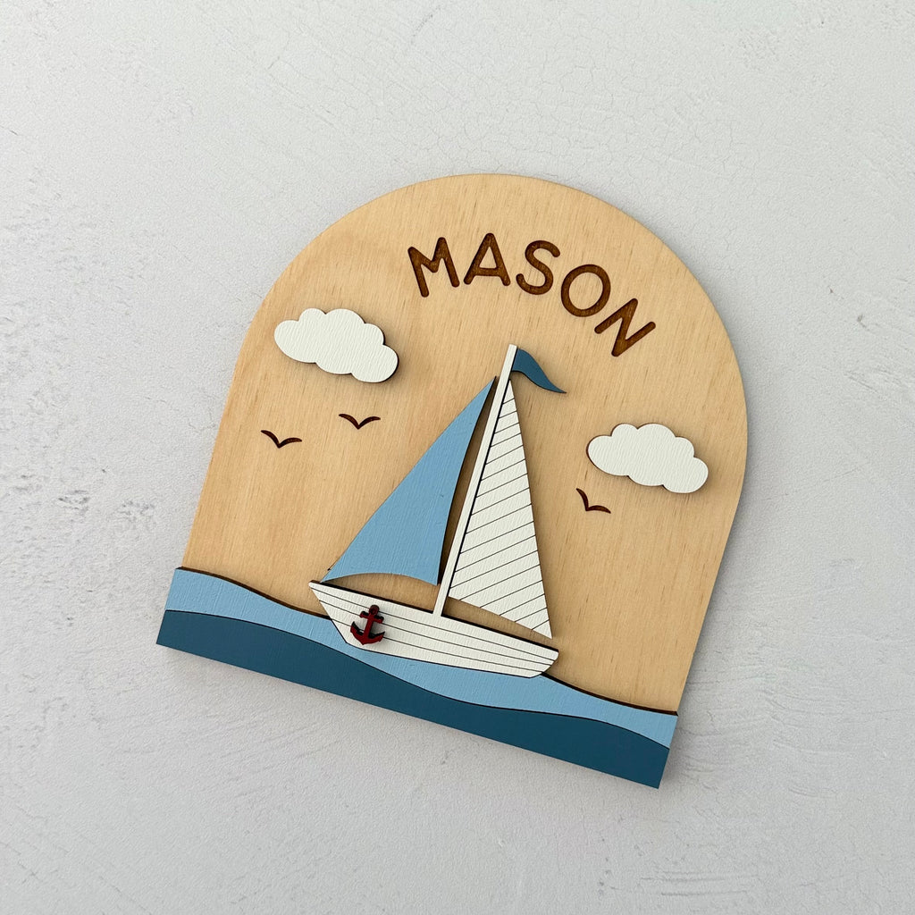 Personalized Sailboat Baby Name Sign