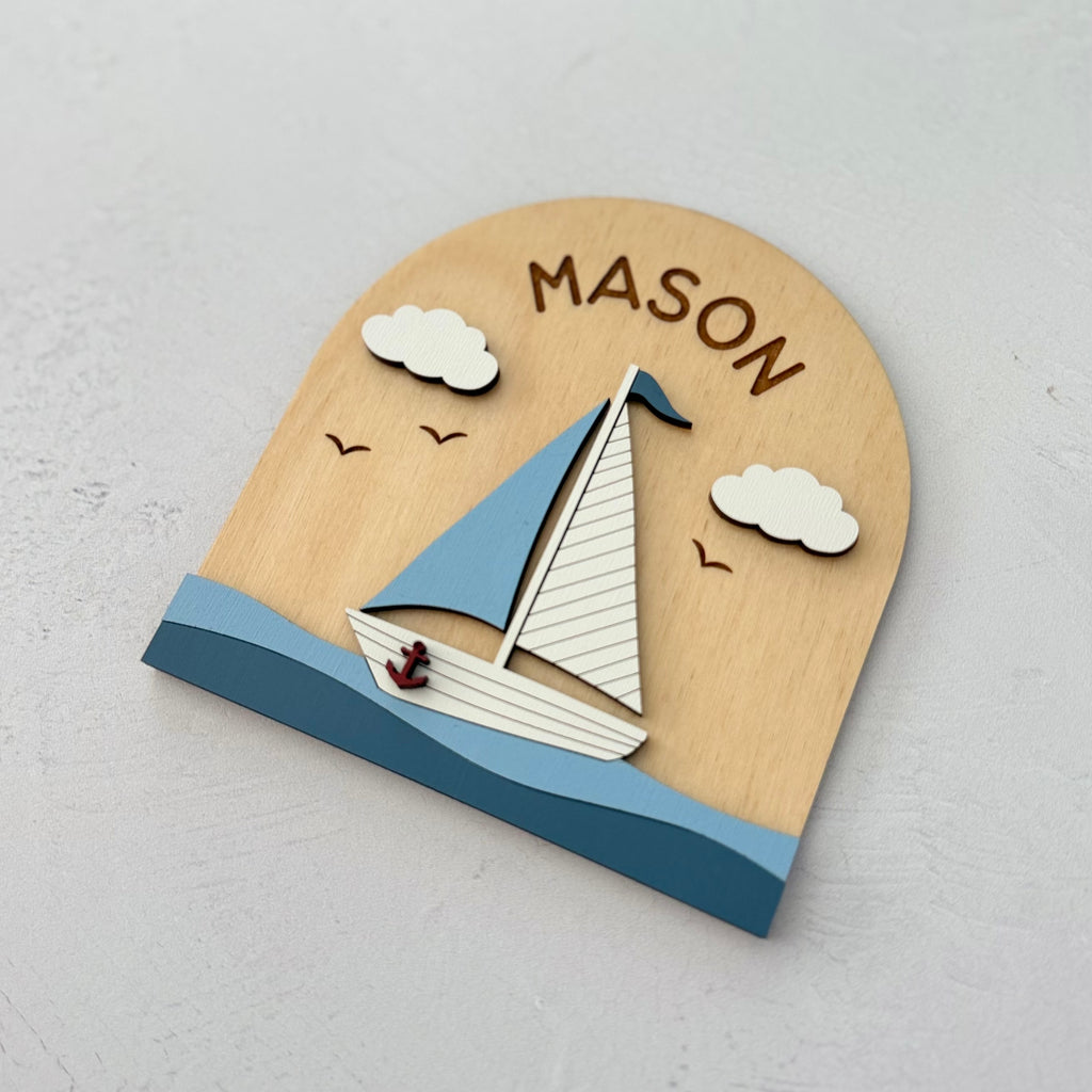 Personalized Sailboat Baby Name Sign