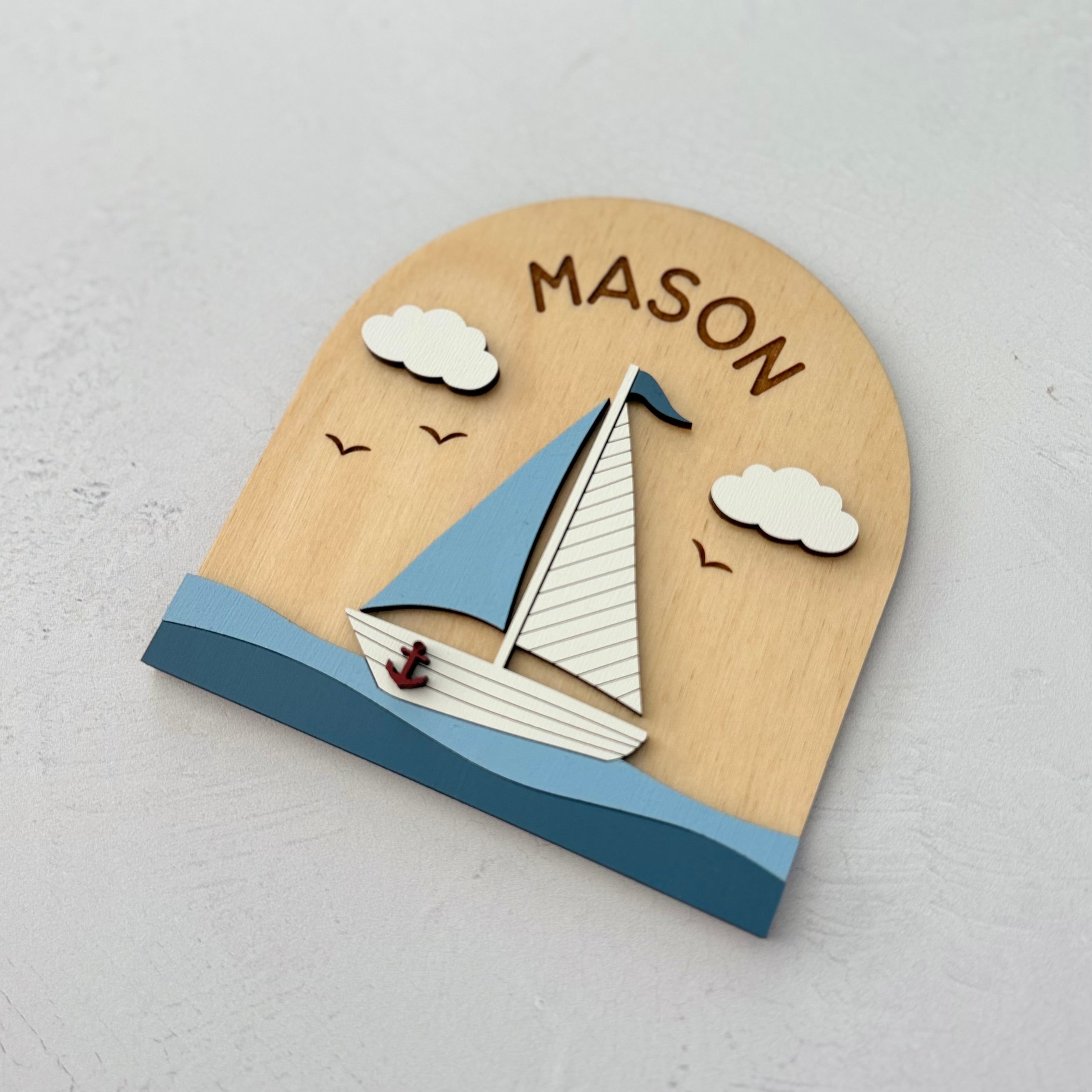 Personalized Sailboat Baby Name Sign