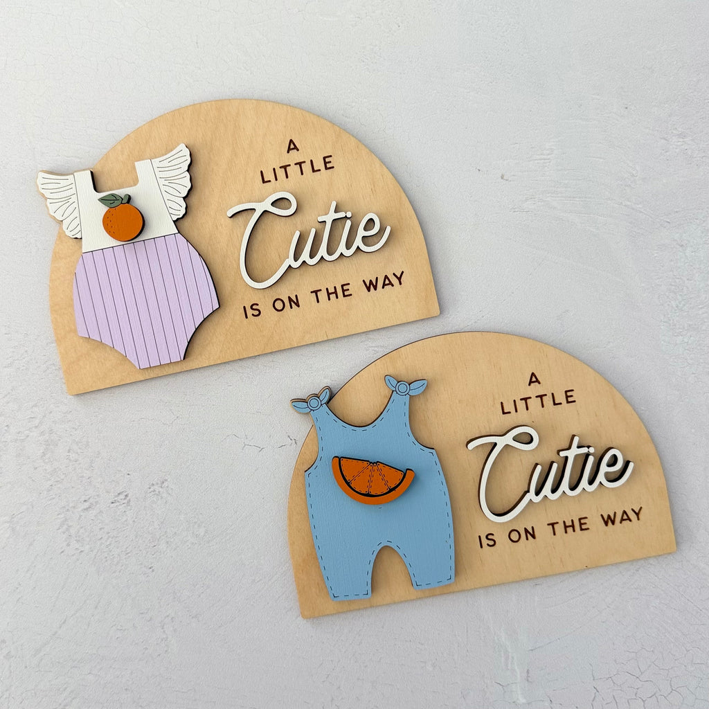 A Little Cutie Is On The Way Pregnancy Announcement Sign