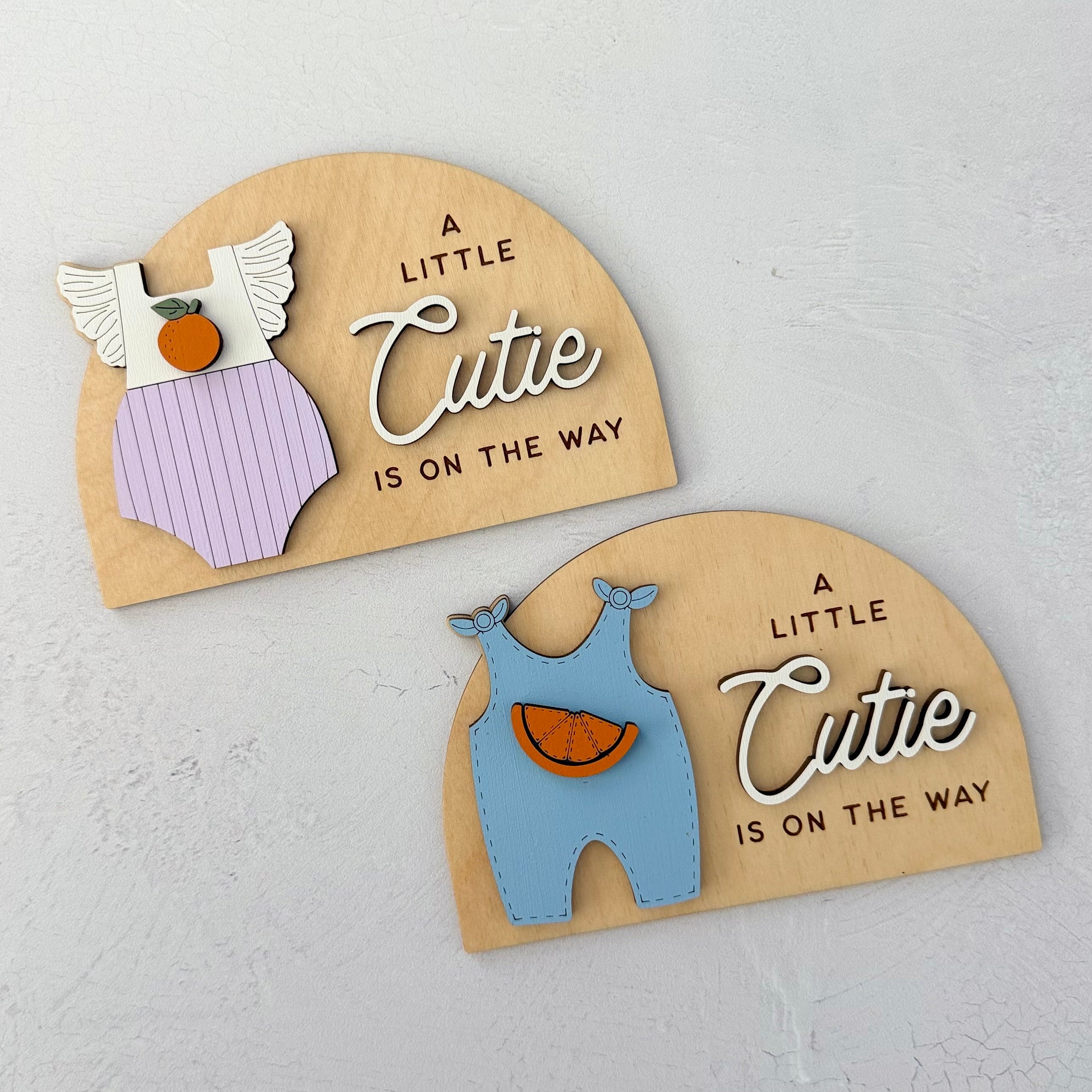 A Little Cutie Is On The Way Pregnancy Announcement Sign