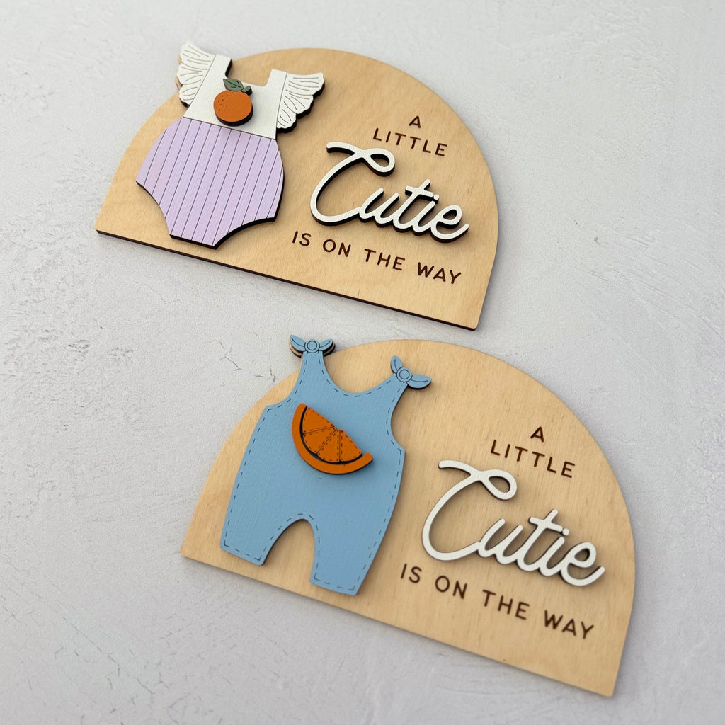 A Little Cutie Is On The Way Pregnancy Announcement Sign