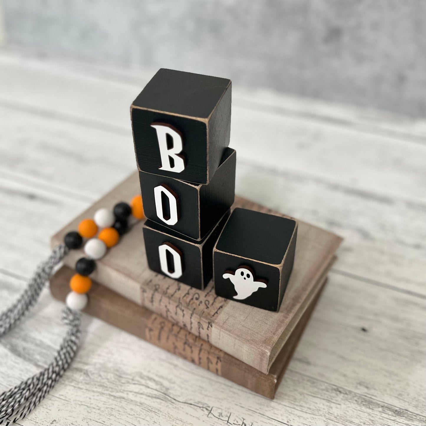 SET | Halloween Boo Wooden Blocks
