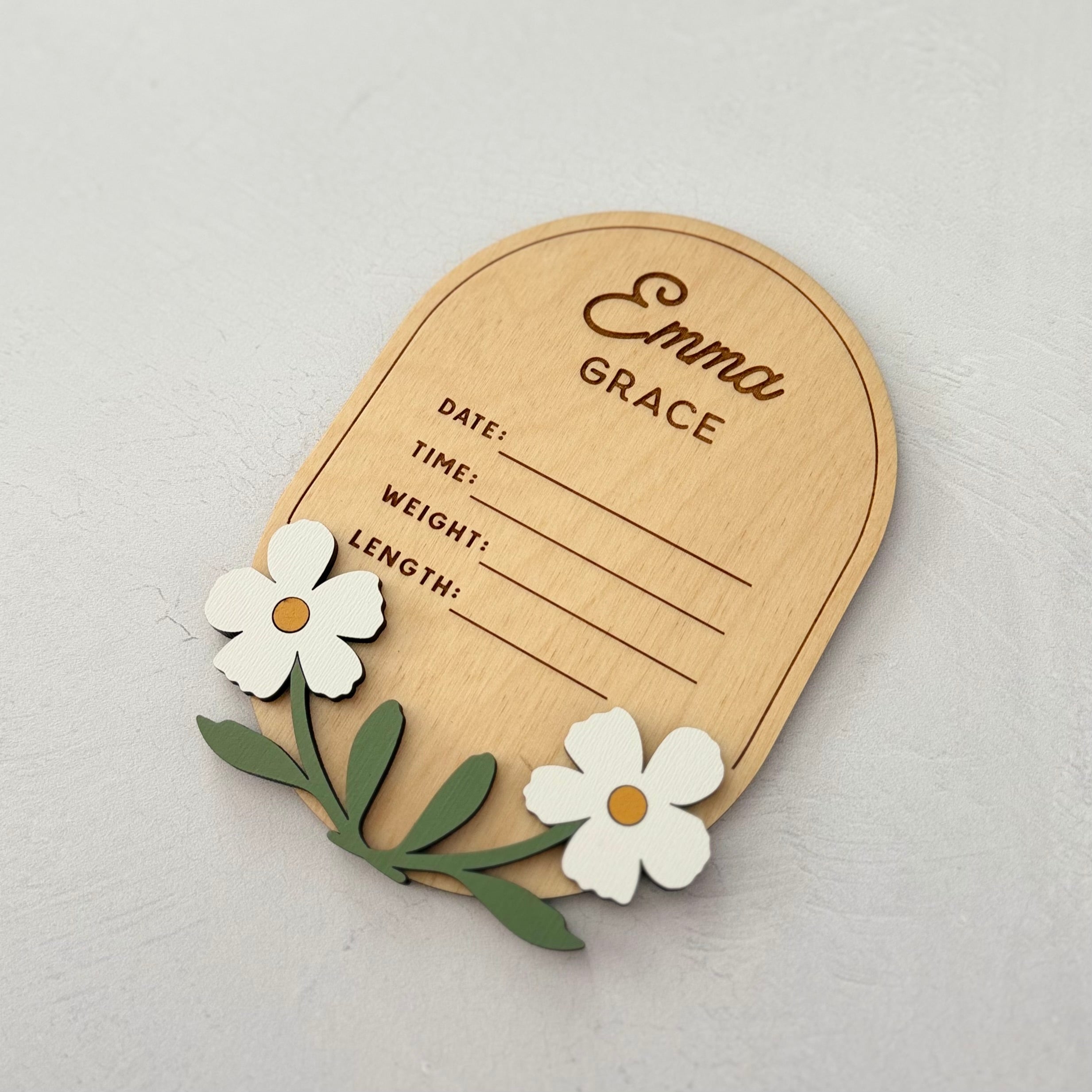 Personalized Floral Baby Birth Stat Sign