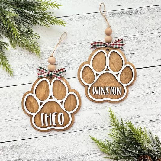 Pet Name Paw Print Ornament