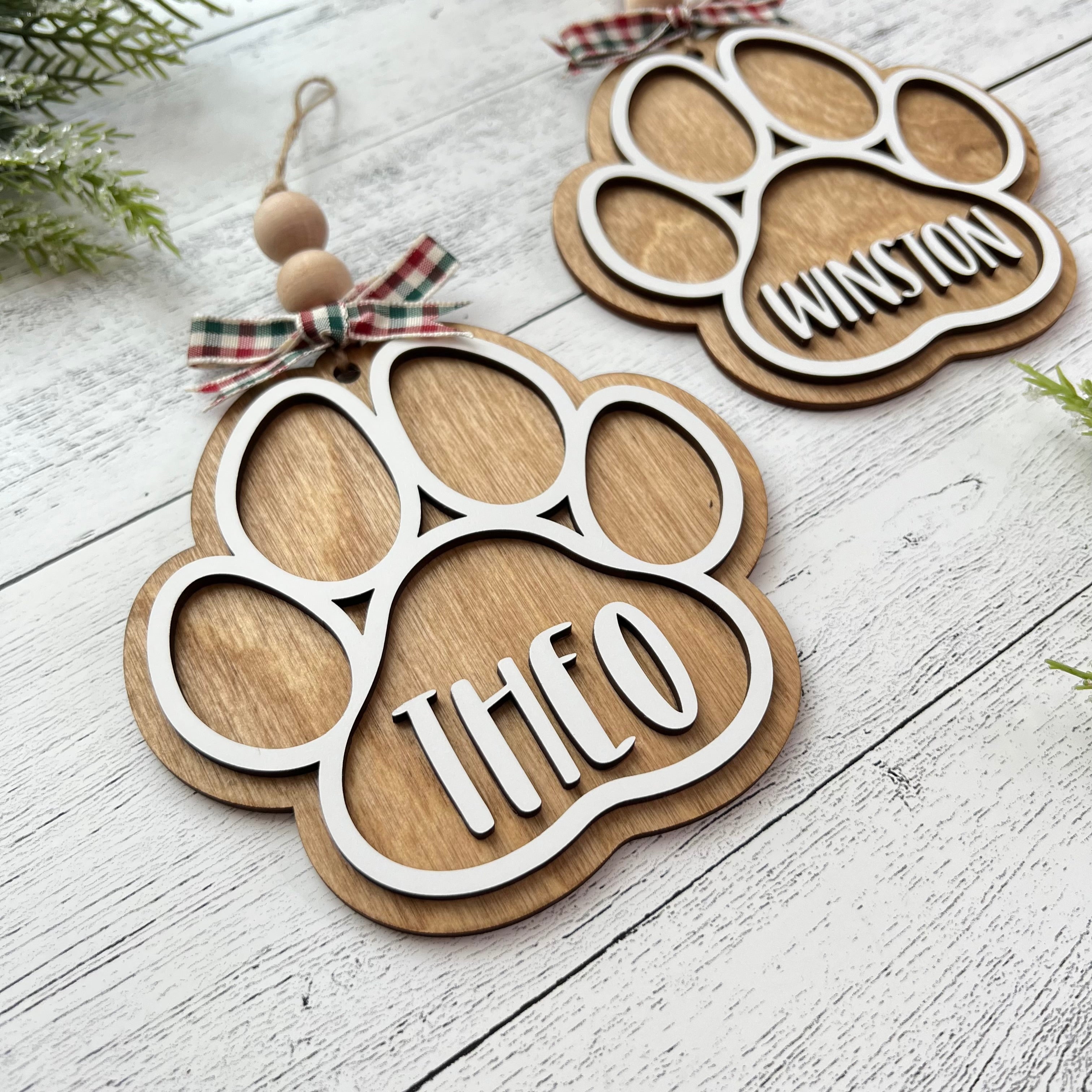 Pet Name Paw Print Ornament